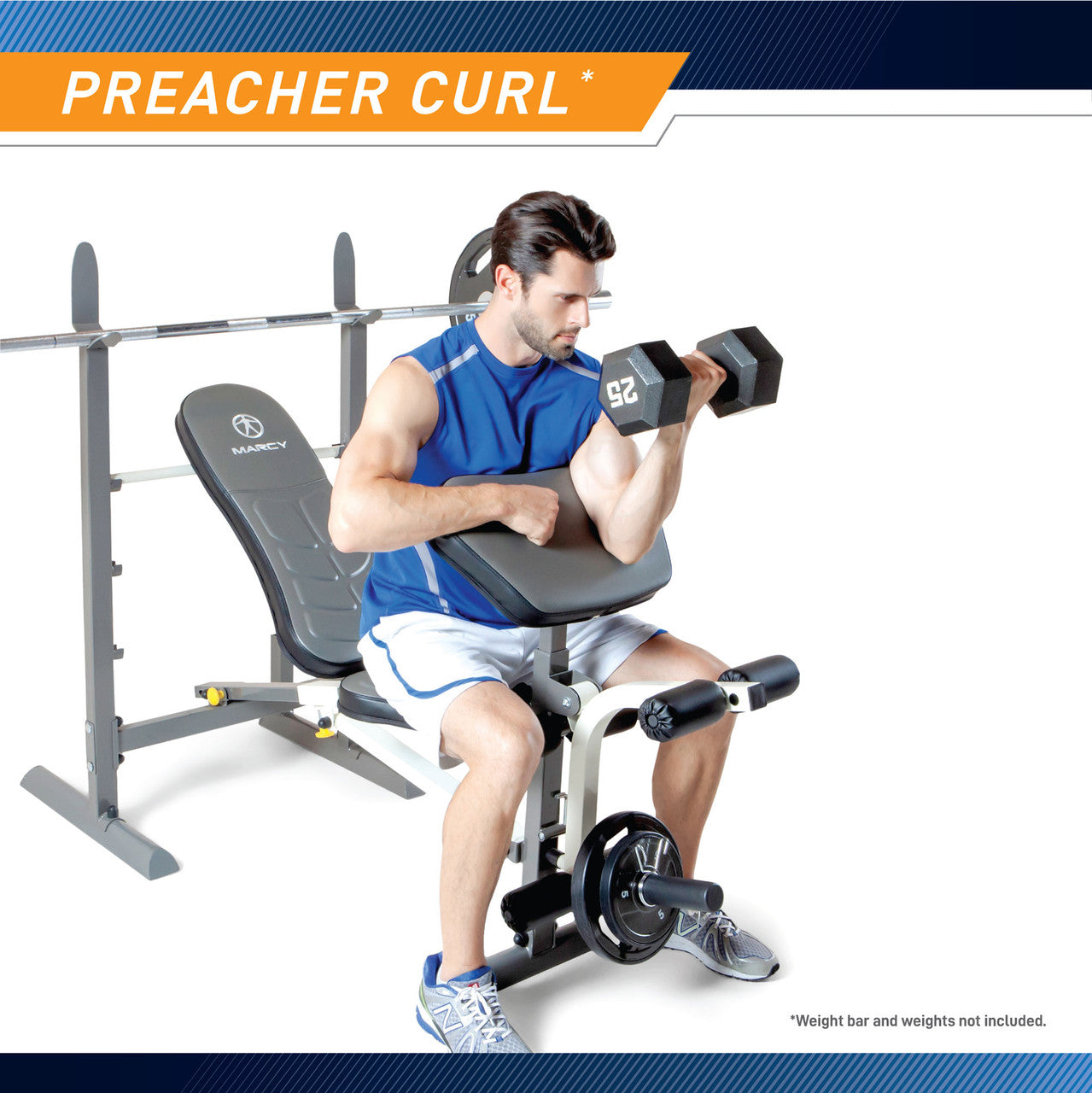 Marcy MWB 20100 Folding Standard Weight Bench - Adjustable Home Gym Equipment for Full Body Workouts | Perfect for Strength Training & Home Fitness