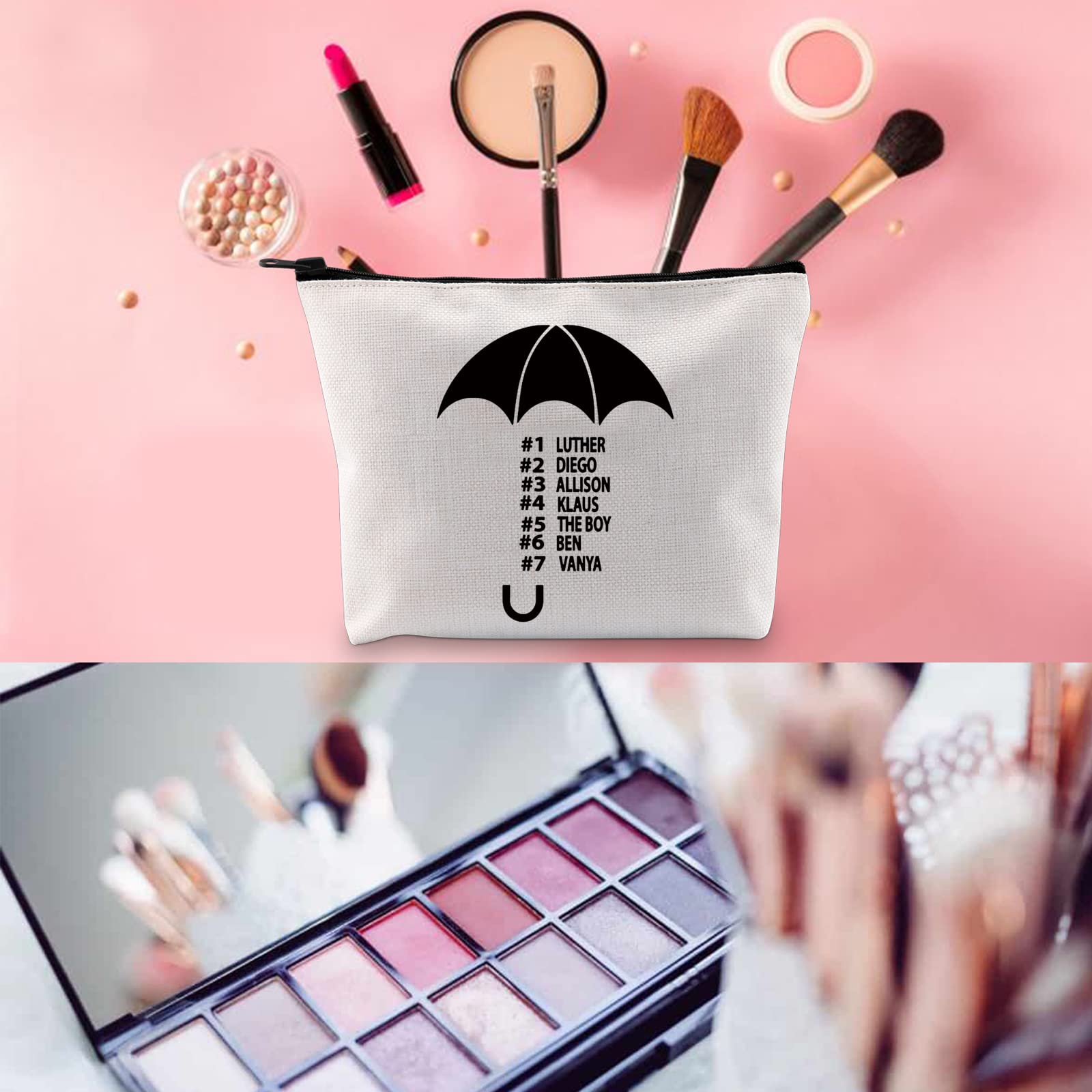 Number Five & Number Four Academy Inspired Zipper Pouch Makeup Bag - The Umbrella TV Show Merchandise for Fans - Perfect for Cosplay, Conventions & Daily Use