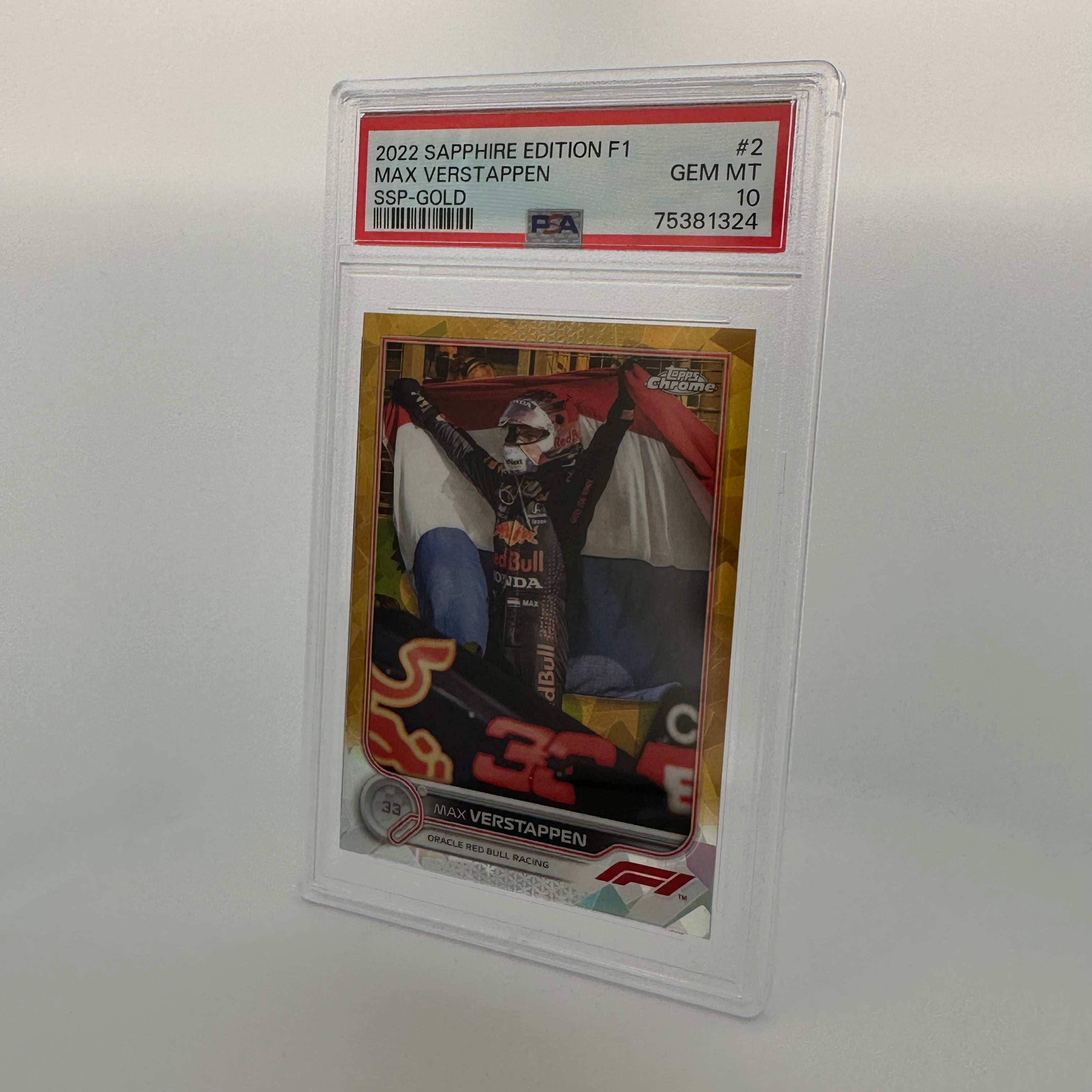 PSA 10 Graded 28/50 Max Verstappen #2 Sapphire Edition SSP Gold - Rare Collectible Trading Card for Sports Memorabilia & F1 Racing Fans