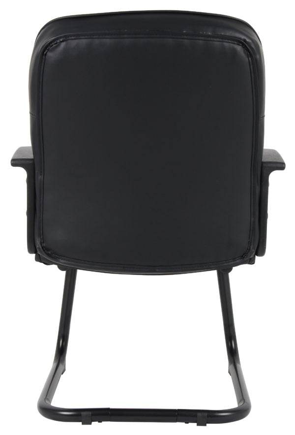 Premium Boss B7309 Mid Back Leather Guest Chair - Ergonomic Office Chair for Home & Business Use - Comfortable Seating for Reception, Conference & Waiting Areas