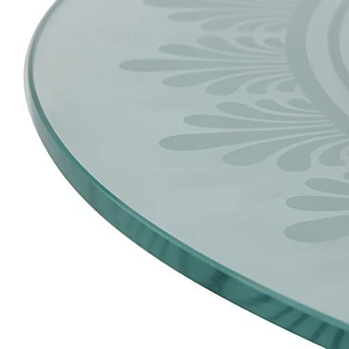 Appeasy 21-Inch Revolving Toughened Glass Lazy Susan Turntable - Durable Dining Table Organizer with Floral Design | Perfect for Spice Racks, Kitchen Countertops & Buffet Serving