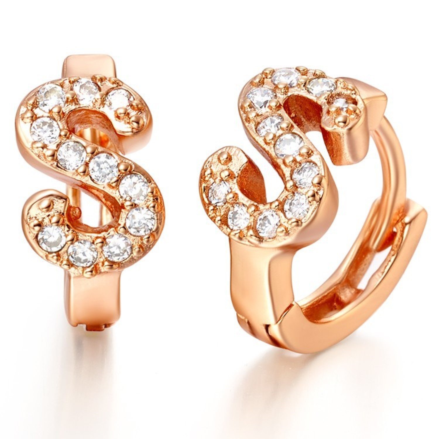 Rose Gold Women's Earrings with White Cubic Zirconia - Elegant Fashion Jewelry for Women - Perfect for Parties, Weddings & Everyday Wear