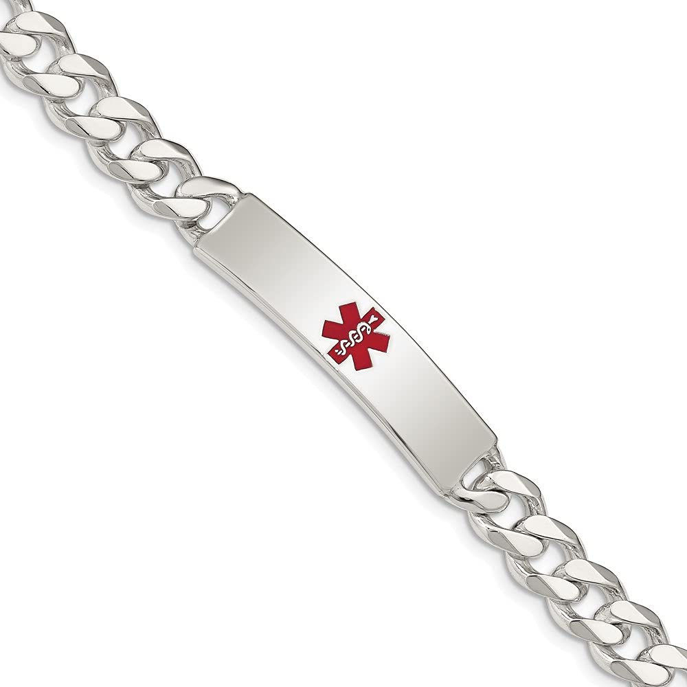 Sterling Silver Polished Medical ID Bracelet for Women - Elegant Curb Link Design - Perfect for Emergency Identification & Everyday Fashion Accessory
