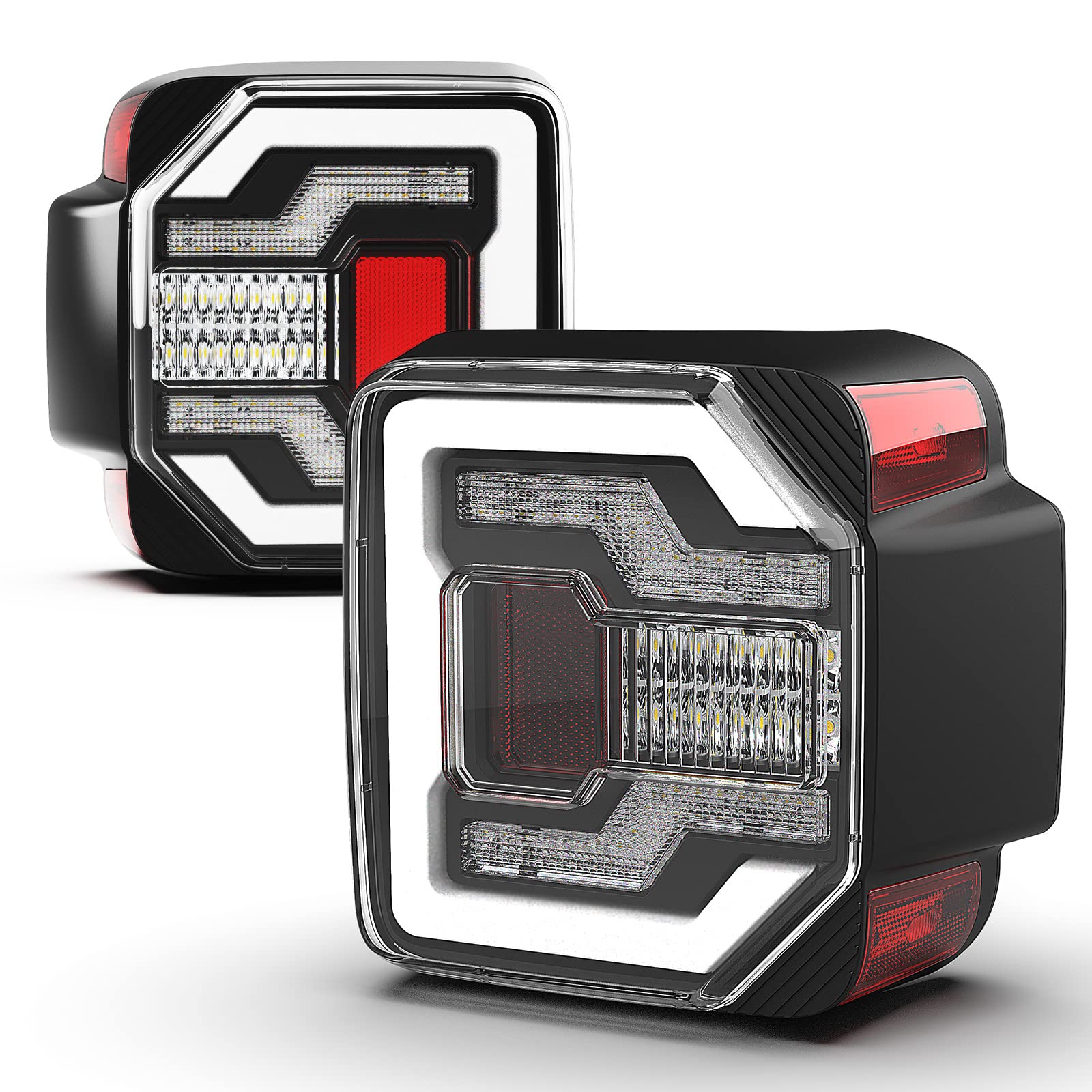 AUTOWIKI LED Tail Lights for 2018-2025 Jeep Wrangler JL & 2021-2025 Wrangler 4XE Plug-in - Black Housing with Clear Lens - Direct Replacement Pair (Left & Right) - Perfect for Off-Roading, Night Driving & Vehicle Customization