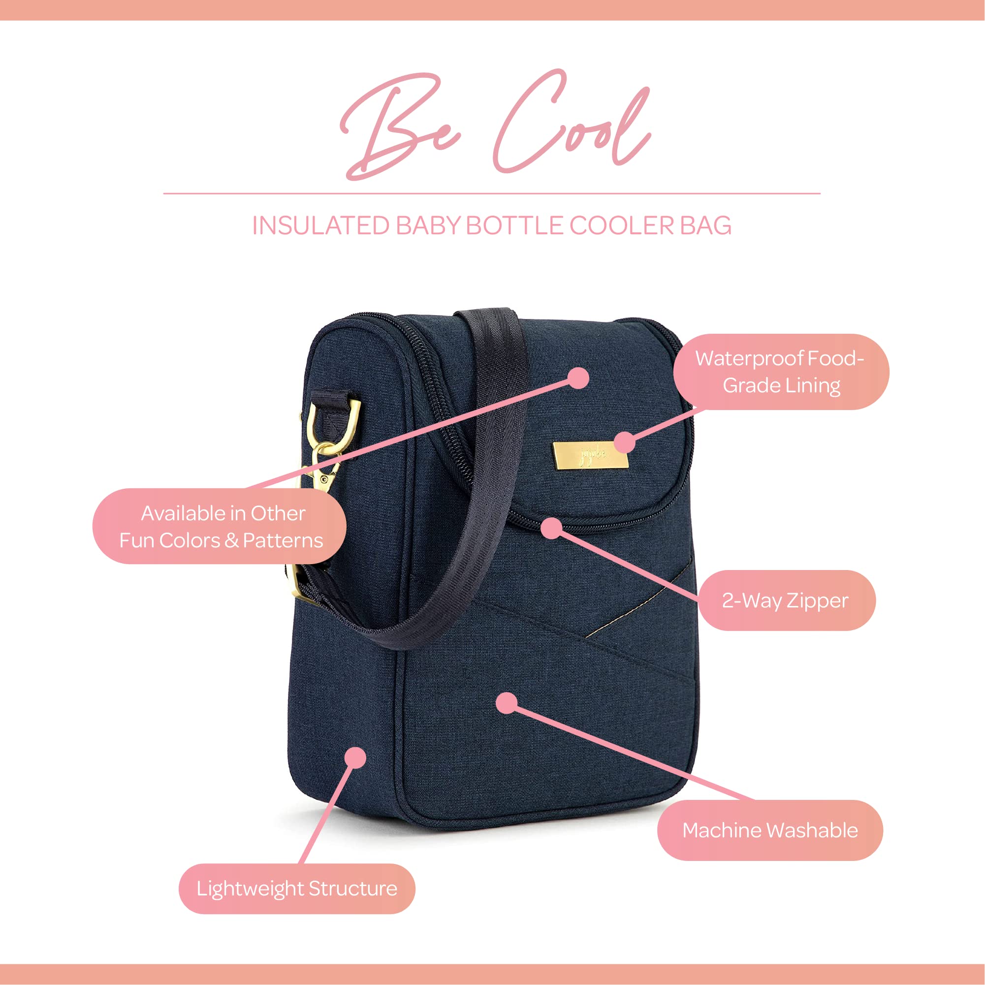 JuJuBe Insulated Baby Bottle Cooler Bag - Portable Breastmilk Storage for Travel, Baby Bottle Carrier with Ice Pack, Multi-Purpose Insulated Food Bag | Perfect for Daycare, Work Commute & Family Outings - Indigo Chromatics