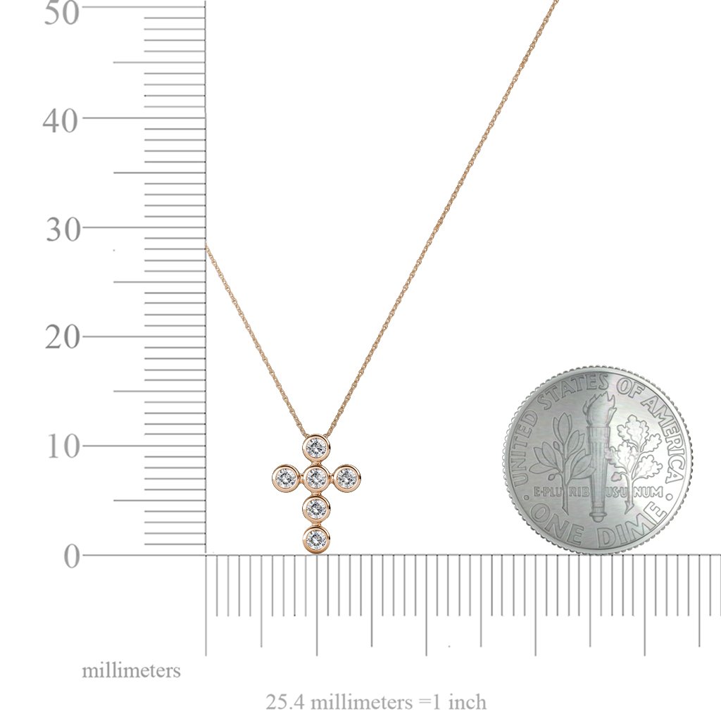 0.10 Carat Diamond Cross Pendant Necklace in 14K Gold with 18 Inch Chain - Perfect for Women's Everyday Wear, Gift Giving & Special Occasions