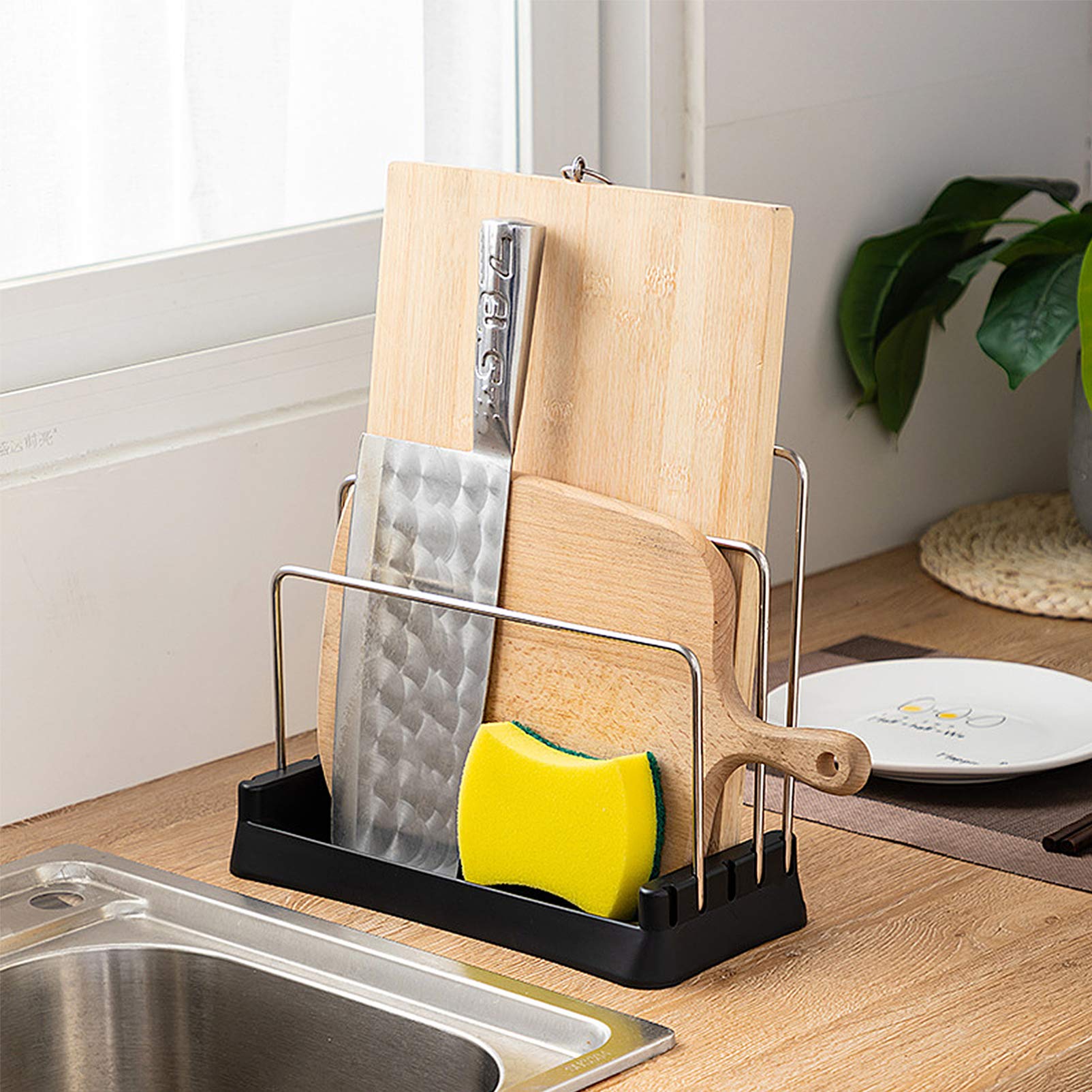 Premium Metal Cookware Organizer Rack - Sturdy Storage Shelf for Pots, Pans, Lids & Cutting Boards | Space-Saving Kitchen Cabinet Organizer | Perfect for Small Kitchens & Cluttered Cabinets