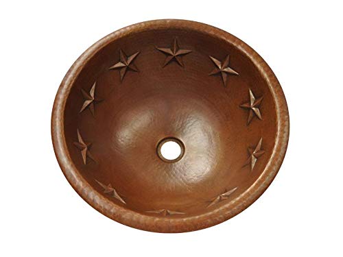 Copper Round Bathroom Sink with Matte Finish - Stars Design for Modern Vanities, Powder Rooms & Luxury Bathroom Remodels