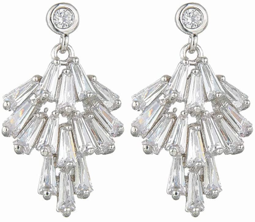 SHANGMAOYO Women's Stud Earrings - Shiny Zircon Ladder Drop Earrings with Pendant Needle Design, Perfect for Students, Parties & Gifts | Elegant Everyday & Special Occasion Jewelry