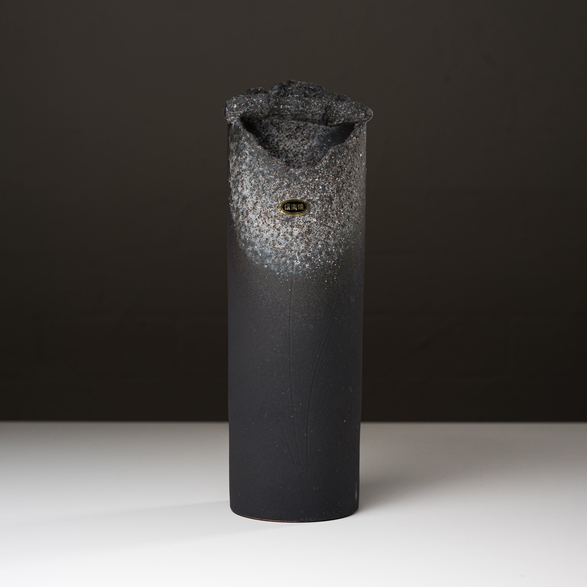 Handmade Shigaraki Ware Pottery Vase - Traditional Japanese Ceramic Vase with Charcoal Glaze - Perfect for Home Decor, Zen Garden & Flower Arrangements