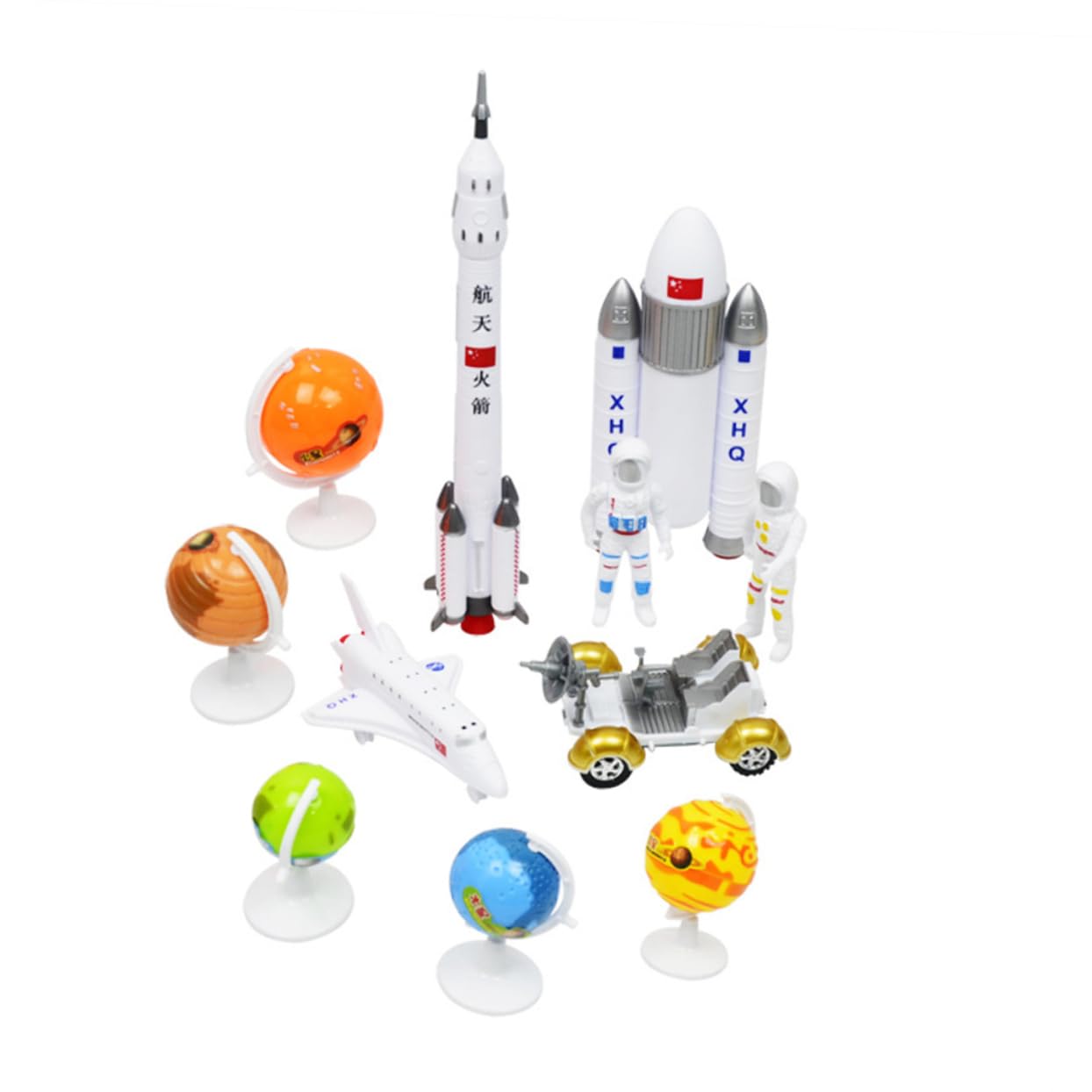 VICASKY 11-Piece Airplane Toy Set - Mini Aircraft Models, Astronaut Figures & Satellite Toys for Kids - Perfect for Space-Themed Birthday Cakes, STEM Learning & Imaginative Play