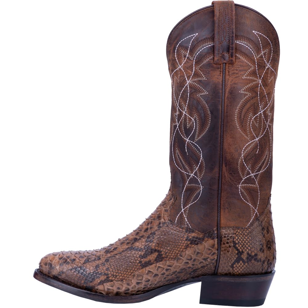 Dan Post Men's Manning Embroidered Round Toe Pull-On Dress Boots - Mid Calf Western Boots for Men in Black & Grey | Perfect for Cowboy Style, Country Weddings & Casual Outfits