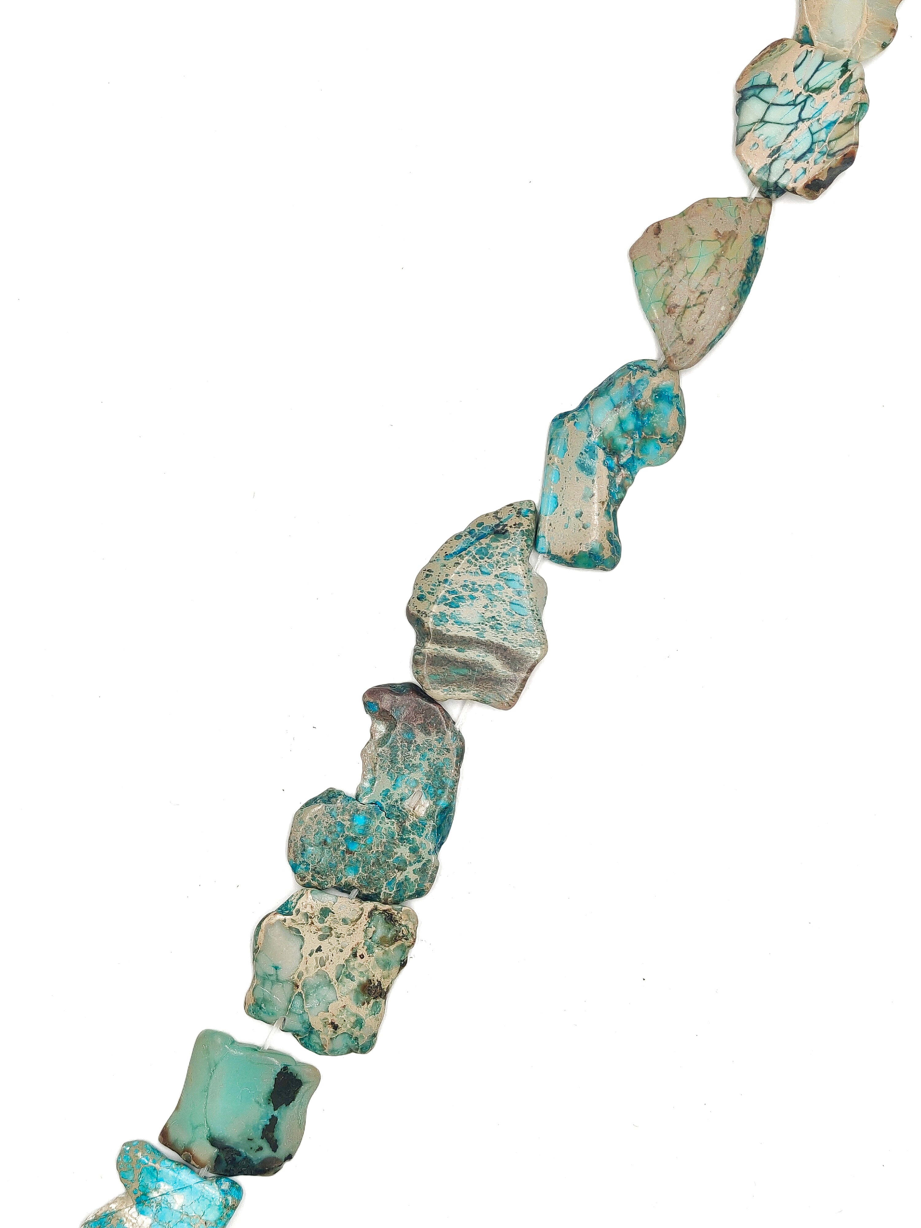 Natural Blue Snake Skin Jasper Free Form Slices - 15.5 Inch Strand (50mm) - Healing Crystal for Jewelry Making, Meditation & Home Decor