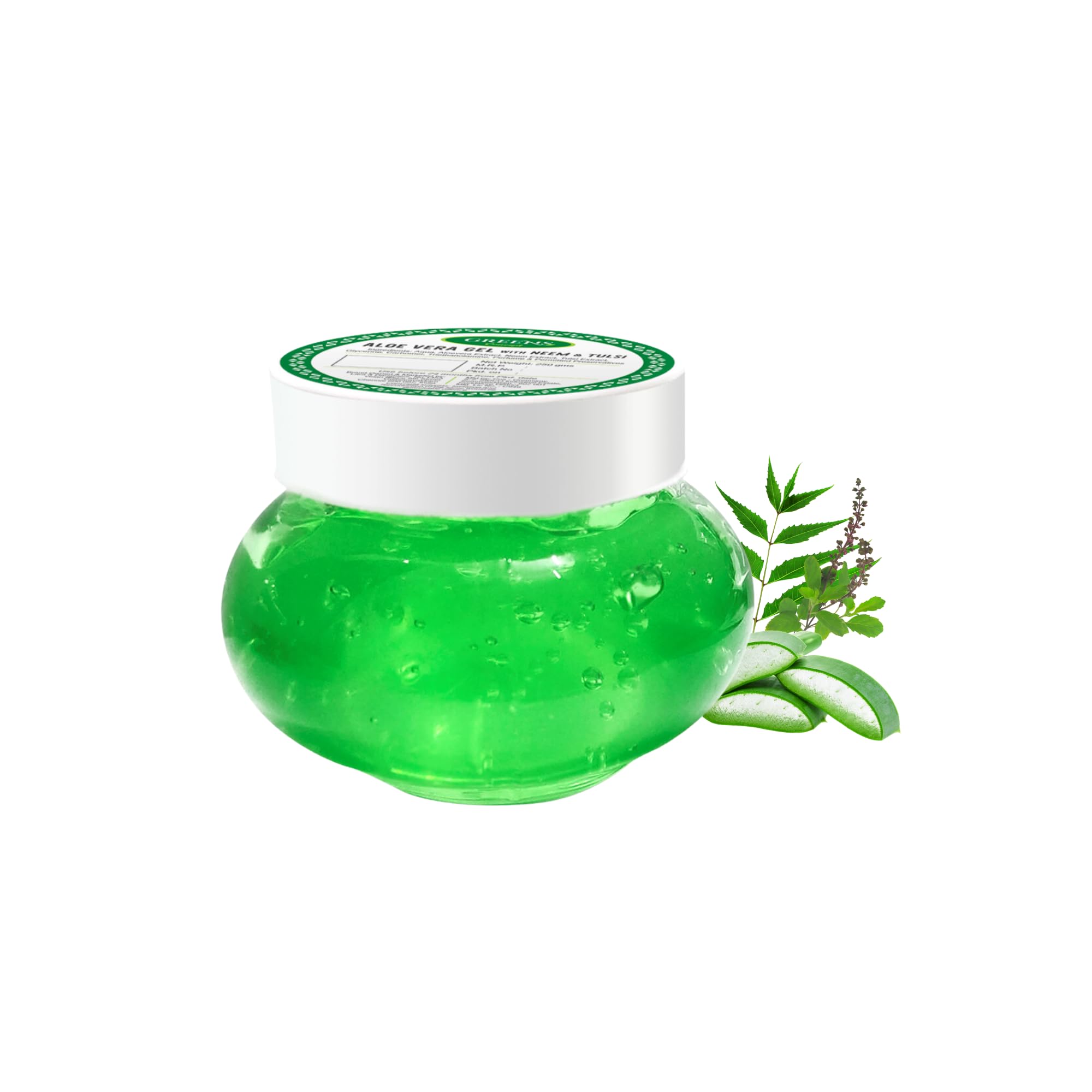 Organic Aloe Vera Gel with Neem & Tulsi - 120g Anti-Aging Face Moisturizer for Hydrated Skin | Natural Skincare for Dry Skin, Sunburn Relief & Daily Face Care