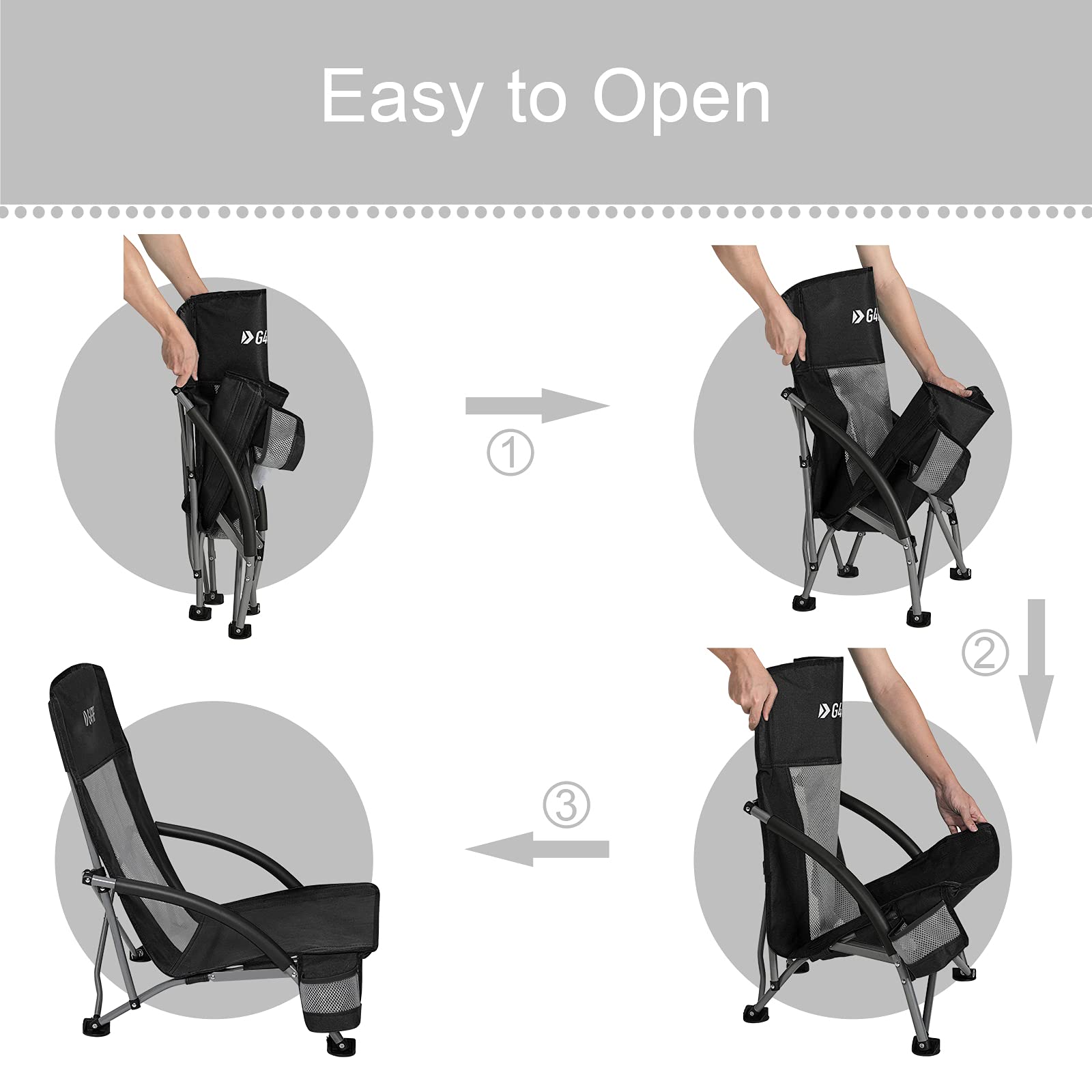 G4Free Folding Beach Chair - Portable Backpack Camping Chair for Adults with Mesh Back Support - Perfect for Beach, Picnic, Park, and Outdoor Relaxation