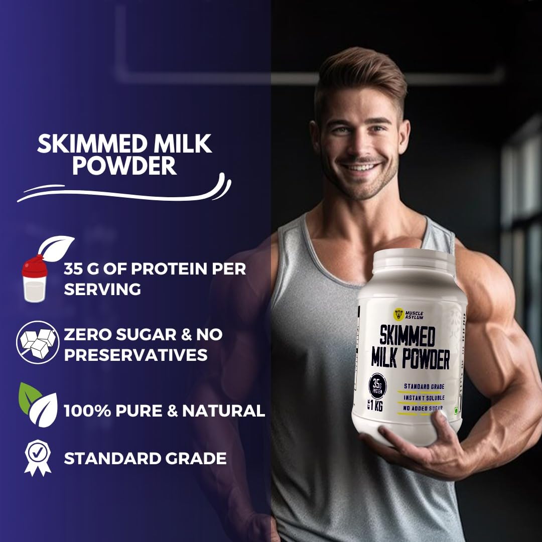Muscle Asylum Whey Protein Powder - 35g Protein per Serving, 1kg (2.2lb) | Lab Tested for Purity & Quality | Ideal for Post-Workout Recovery, Smoothies, Protein Shakes & Muscle Building