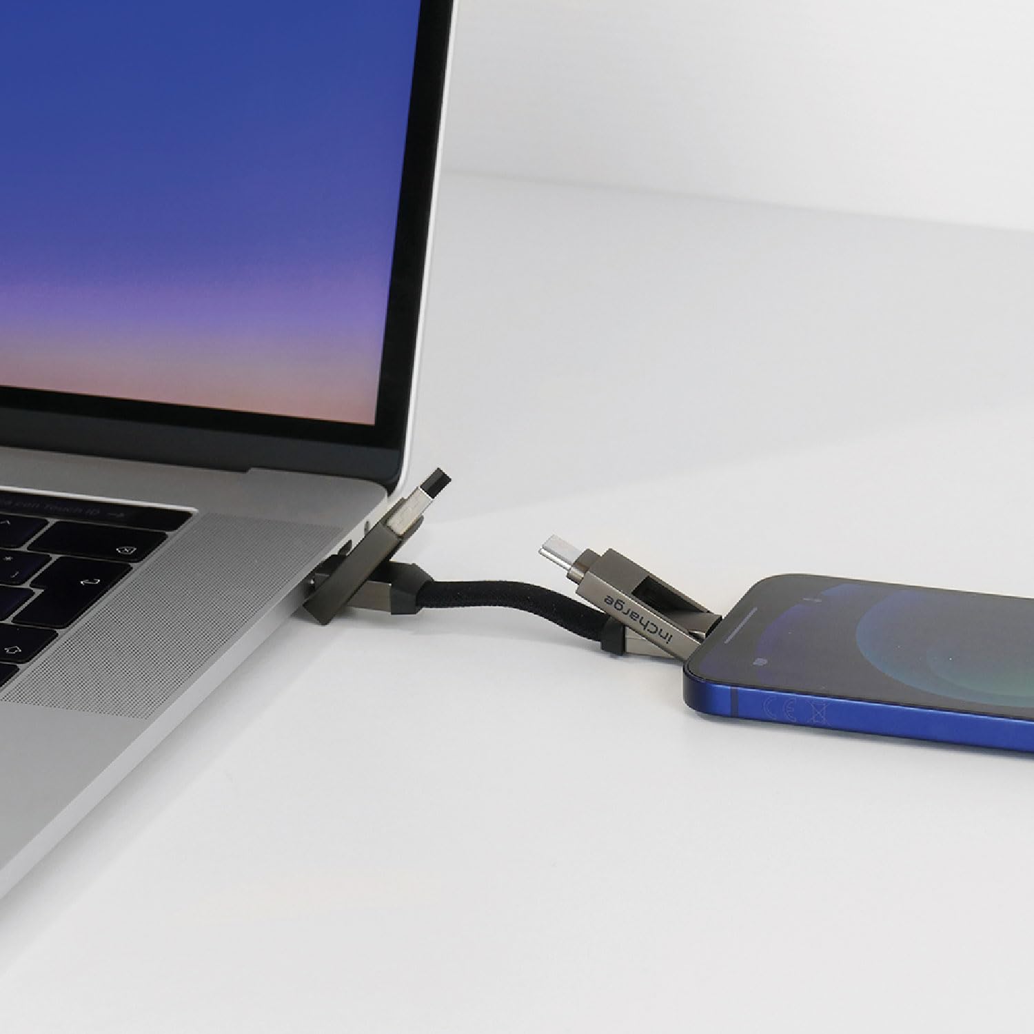 Rolling Square inCharge 6 - 6-in-1 Universal Charging Cable with USB-C & Lightning Connectors | 15W Fast Charging Cable for iPhone, Android Smartphones | Perfect for Travel, Home & Office Use (Gold)