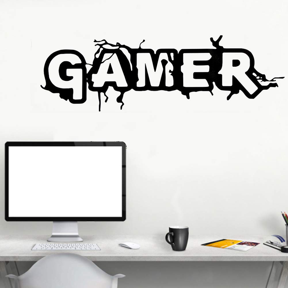 5PCS PVC Gamer English Letter Wall Stickers - DIY Floor & Wall Decals for Bedroom, Living Room Decor - Waterproof Vinyl Background Stickers for Gaming Room & Home Office - AlvinliteHome