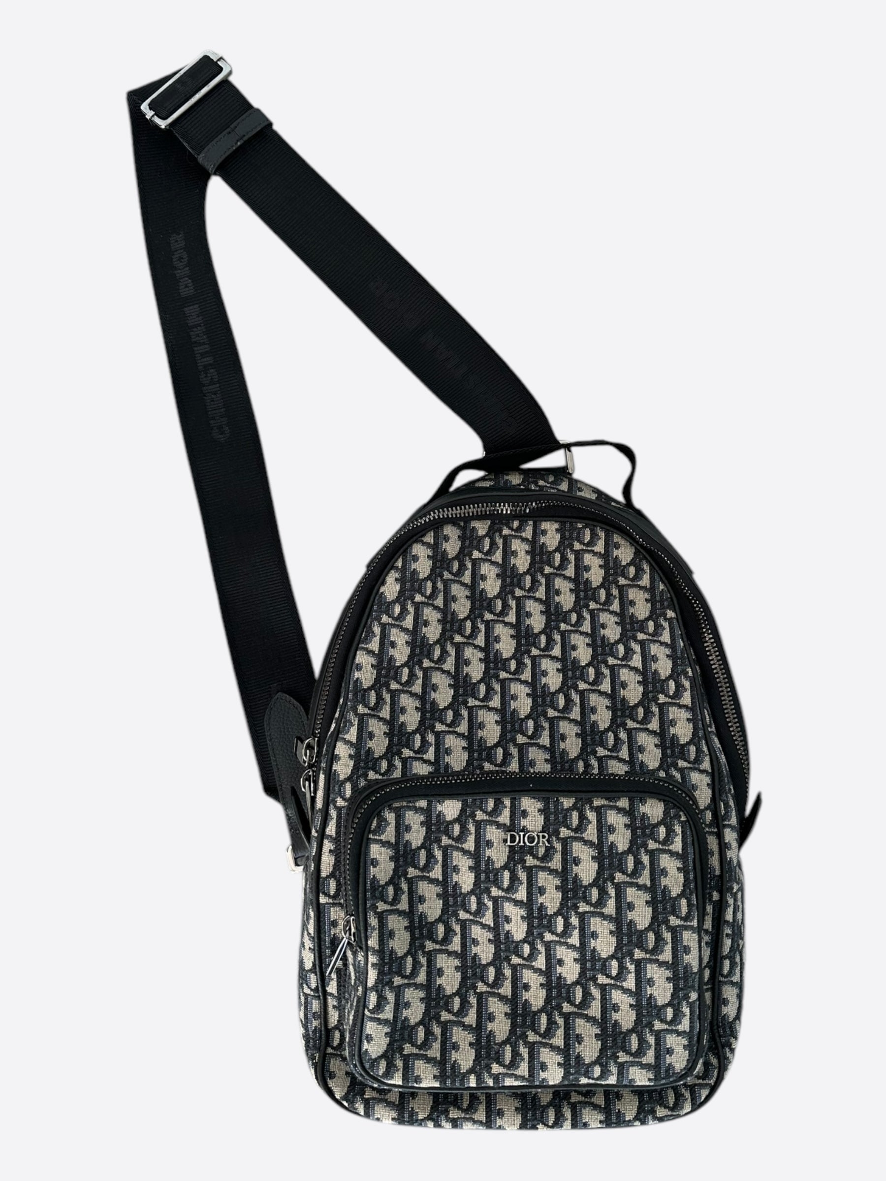 Dior Beige & Black Oblique Rider Sling Bag for Women - Luxury Crossbody Purse for Everyday Use, Travel & Date Night