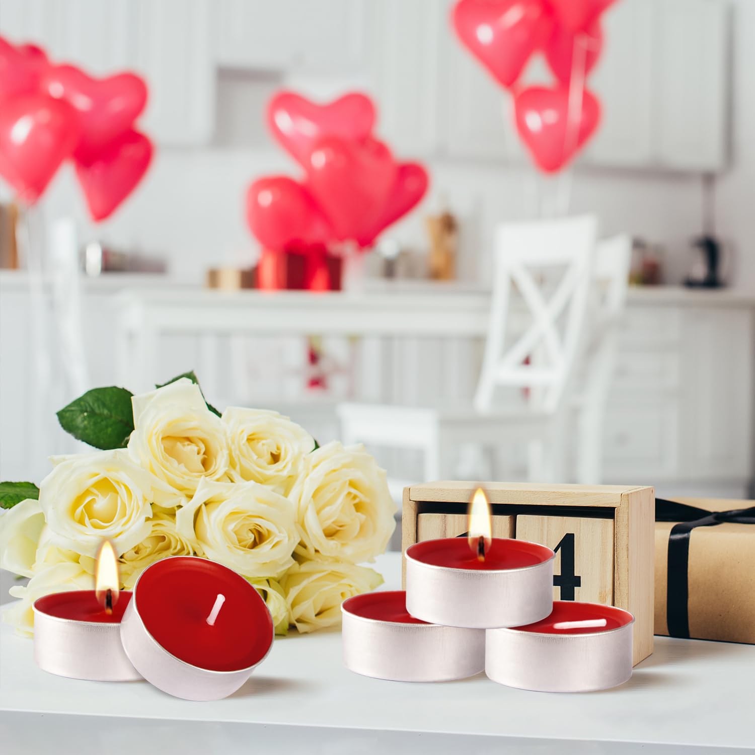 50-Pack Unscented Red Tealight Candles - Smokeless, Dripless, Long-Lasting 4-Hour Burn - Perfect for Emergency Kits, Romantic Dinners, Wedding Decor, Church Events & Party Centerpieces