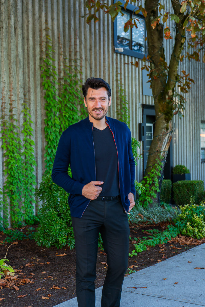 Premium Merino Wool Joey Sweater in Navy Blue - Soft & Warm Winter Pullover for Men & Women - Perfect for Office, Travel & Casual Outings