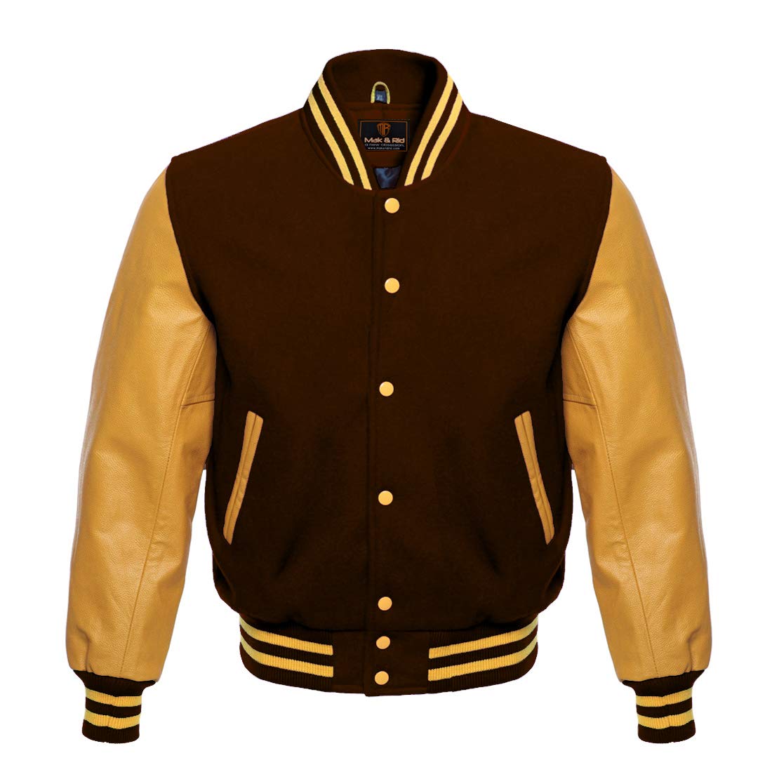 Authentic American Letterman Baseball Varsity Jacket for Men - Genuine Leather & Wool, 8 Color Options - Perfect for School, College, and Sports Events