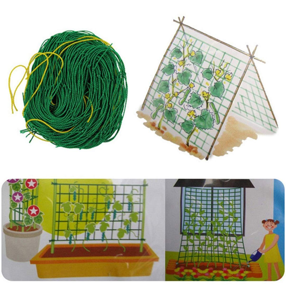 DOITOOL 3-Pack Durable Climbing Plant Net for Petunias, Vines & Garden Plants - Heavy Duty Trellis Netting for Vertical Gardening, Outdoor Decor & Backyard Landscaping