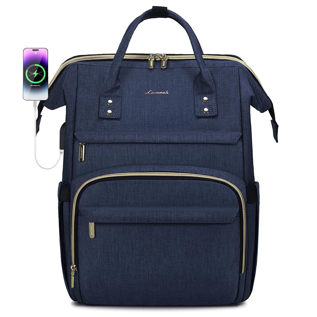 LOVEVOOK 17 Inch Laptop Backpack for Women - Waterproof USB Charging Travel Backpack, Professional Work Bag for Nurse, Teacher & College Students - Dark Blue | Perfect for Commuting, Business Trips & Campus Use