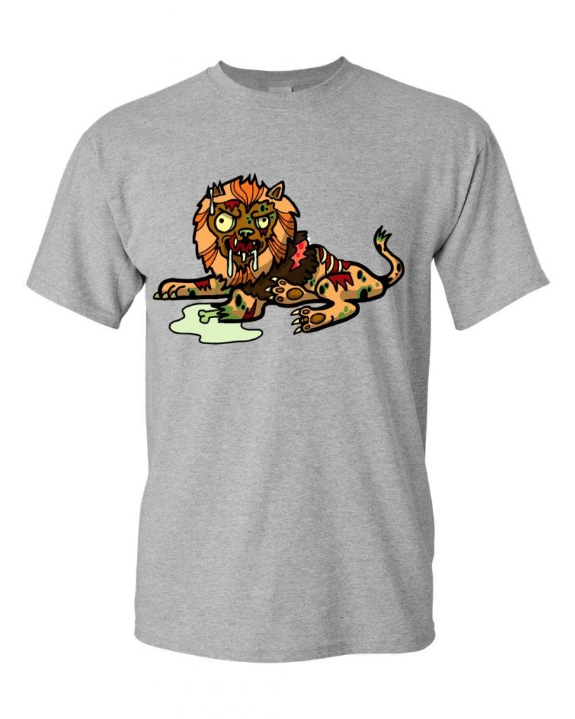 Zombie Lion Undead Animals Graphic T-Shirt for Men & Women - Cool Horror Theme Tee for Halloween, Cosplay & Casual Wear