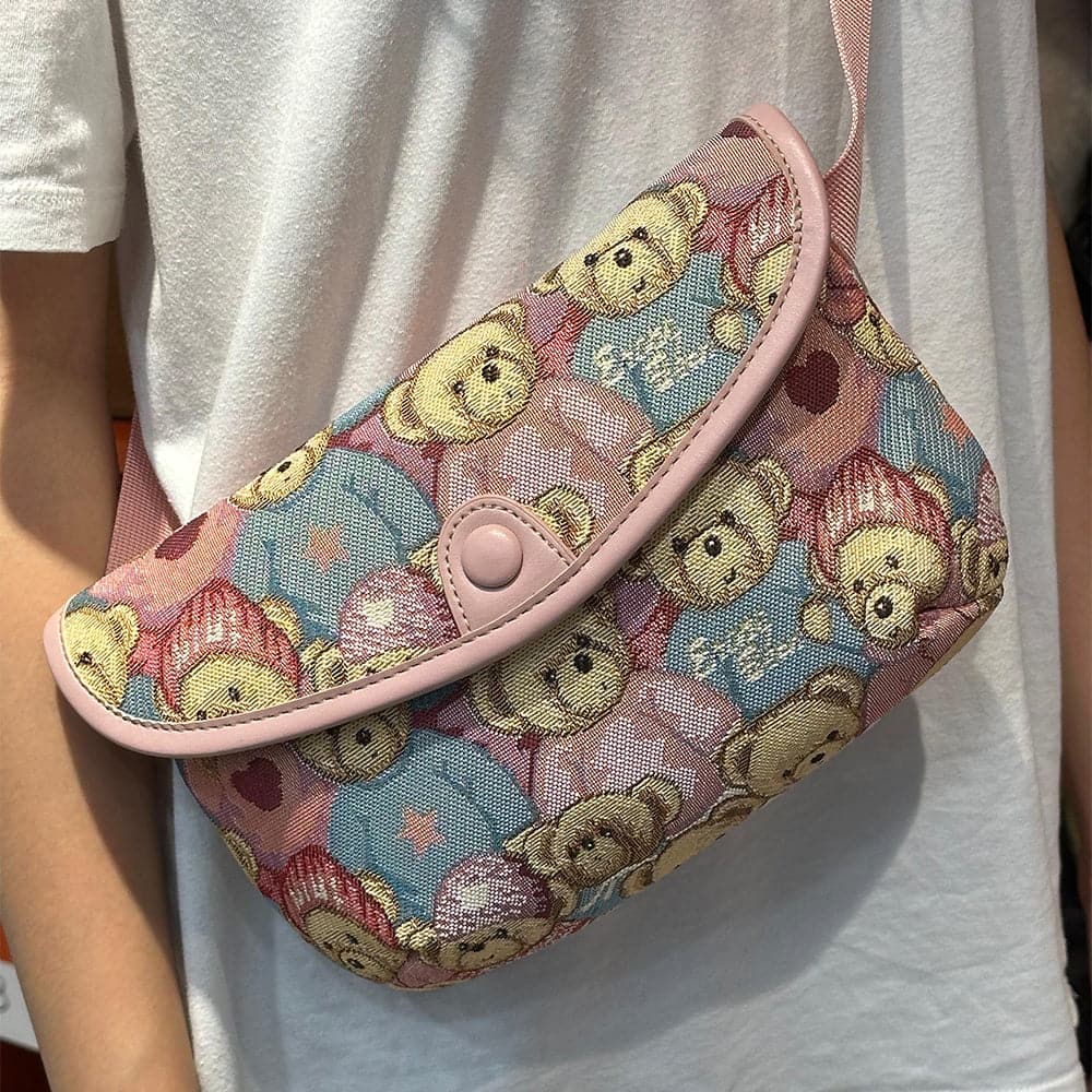 AG Collective Bear Print Crossbody Bag for Women - Stylish & Trendy Shoulder Purse for Everyday Use, Travel & Shopping