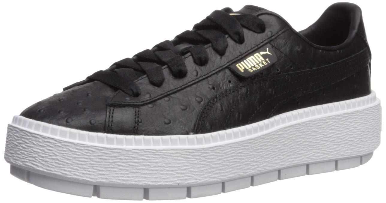 PUMA Women's Platform Trace Ostrich Sneakers - Fashion White Leather Athletic Shoes for Women | Comfortable Walking & Casual Wear for Daily Outfits