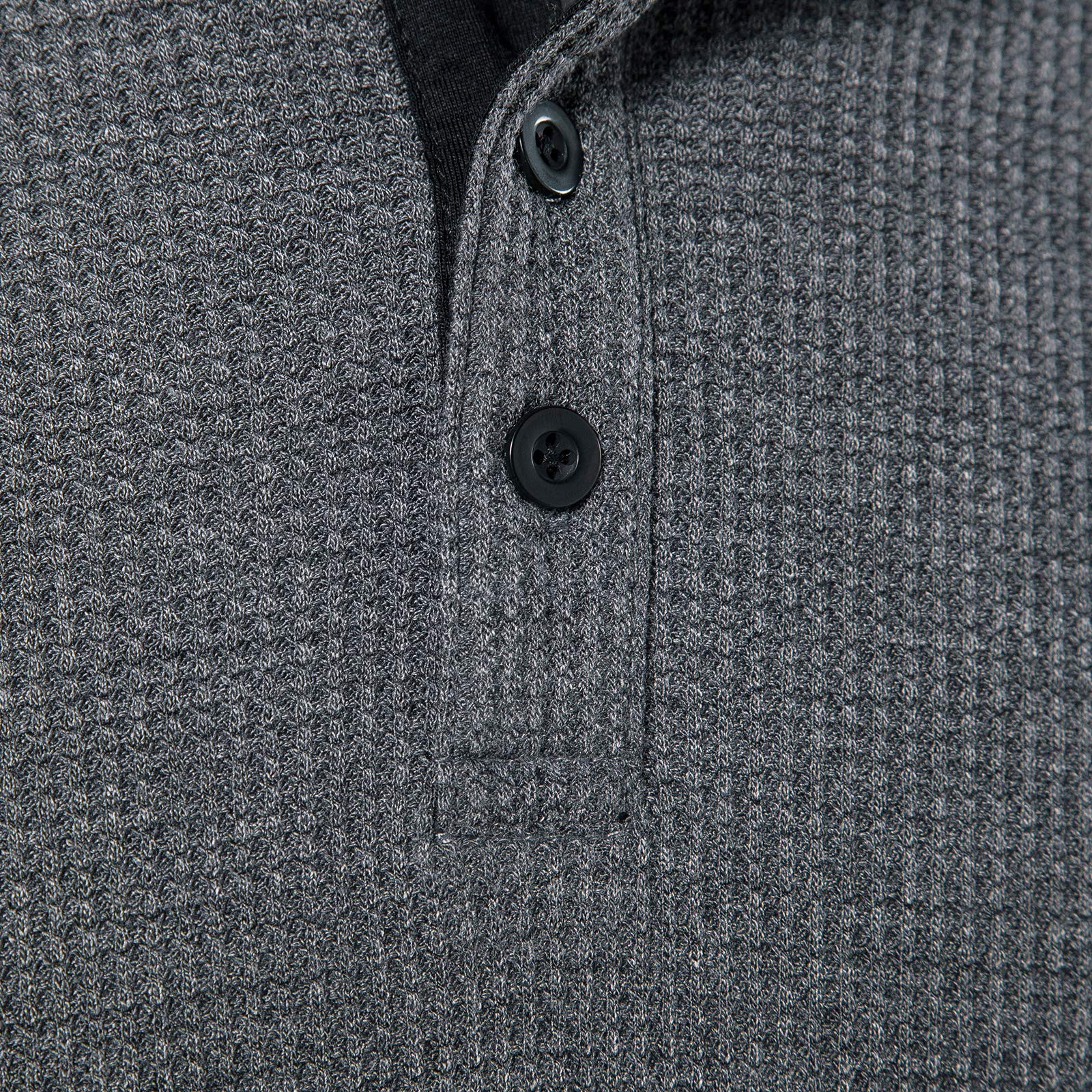 LOCALMODE Men's Casual Waffle Henley Long Sleeve T-Shirt | Crew Neck Relaxed Fit Cotton Shirt for Everyday Wear, Work & Outdoor Activities