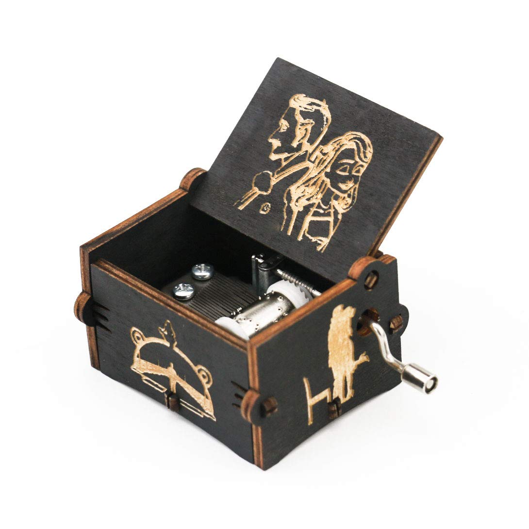 Lalaland Hand Crank Music Box - Wooden Carved Musical Gift Box Plays 'City of Stars' Song - Perfect for Romantic Gifts, Wedding Favors & Home Decor