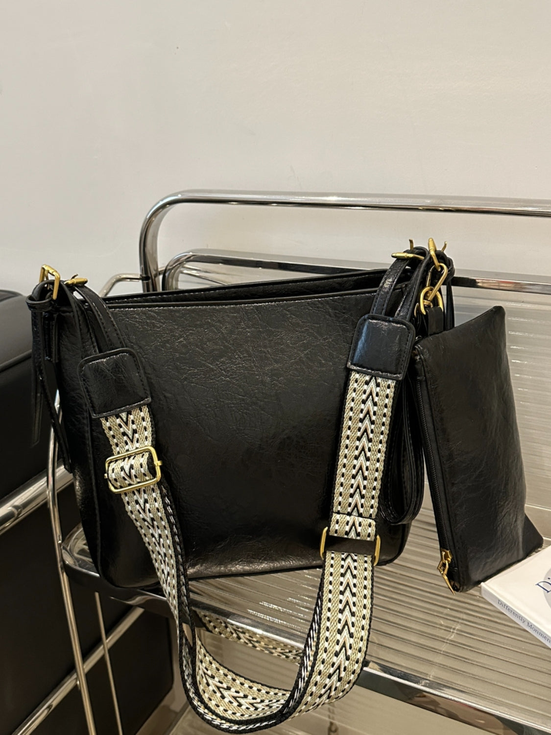 Premium PU Leather Adjustable Crossbody Bag with Detachable Pouch - Stylish & Lightweight for Women, Travel, Shopping & Everyday Use