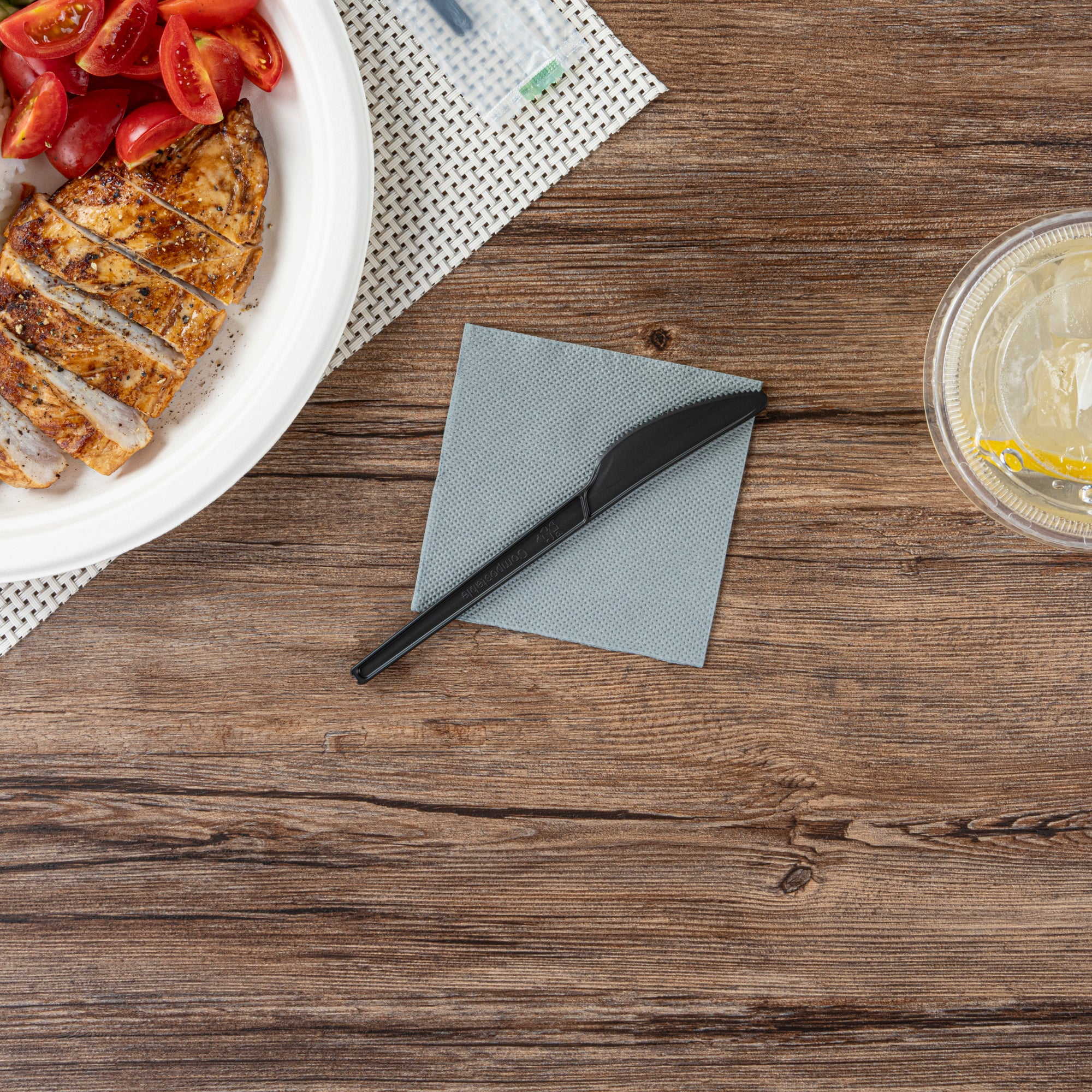 Basic Nature Black CPLA Compostable Plastic Knives - Heat Resistant, 6.5 Inch, 250 Count Box - Perfect for Parties, Picnics & Eco-Friendly Dining