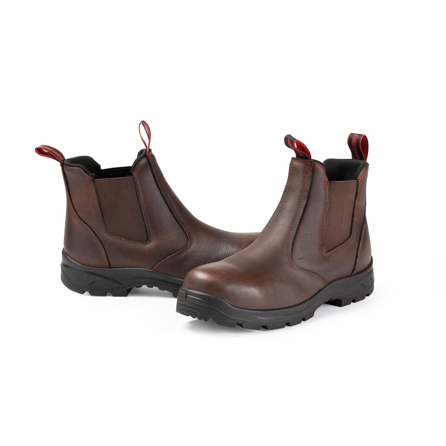 SUREWAY Men's Slip-On Work Boots - Full Grain Leather, Anti-Static, Waterproof & Slip Resistant Safety Shoes for Fire Station, Mechanic, Industrial & Construction Workers - Perfect for Workplace Safety & Long Shifts