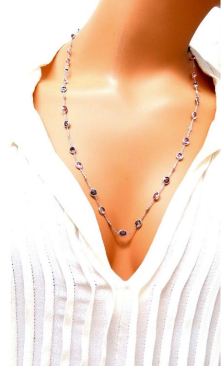 25.10ct Multi-Colored Natural Spinel Diamond Tennis Necklace in 14K Gold - Elegant Jewelry for Weddings, Parties & Special Occasions (Ref 12307)