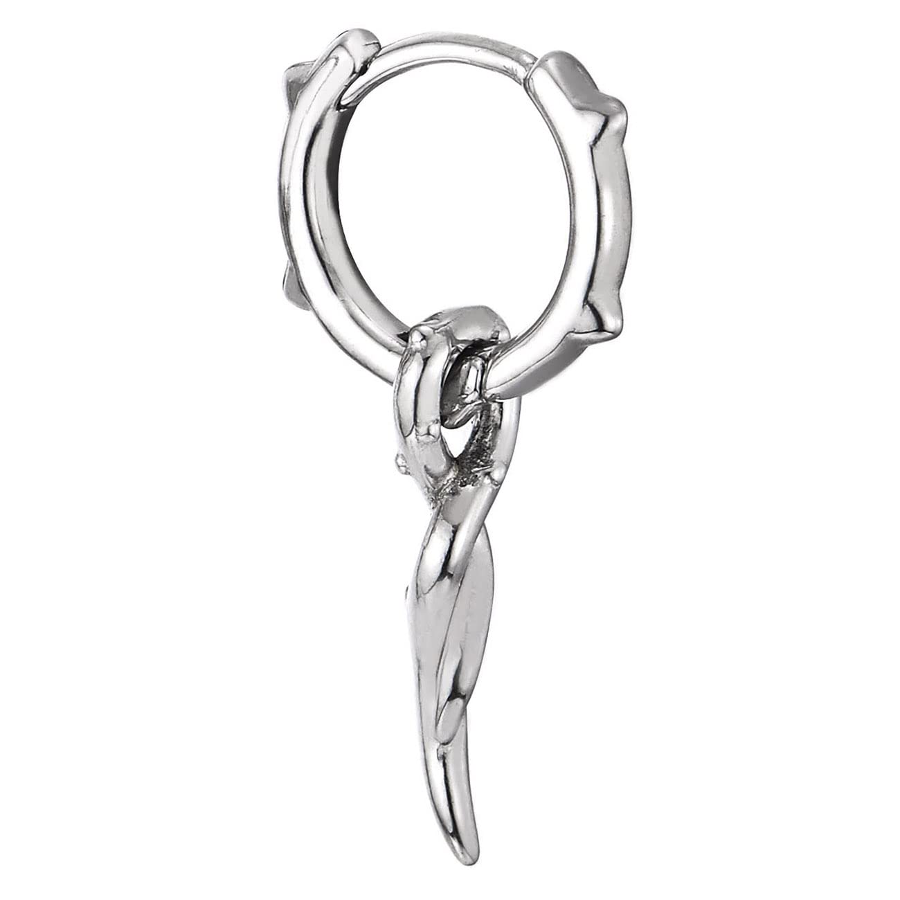 Stainless Steel Spiked Circle Huggie Hinged Hoop Earrings with Twist Rope Charm - 2 Pairs for Men & Women | Punk Rock Jewelry for Concerts, Parties & Everyday Wear