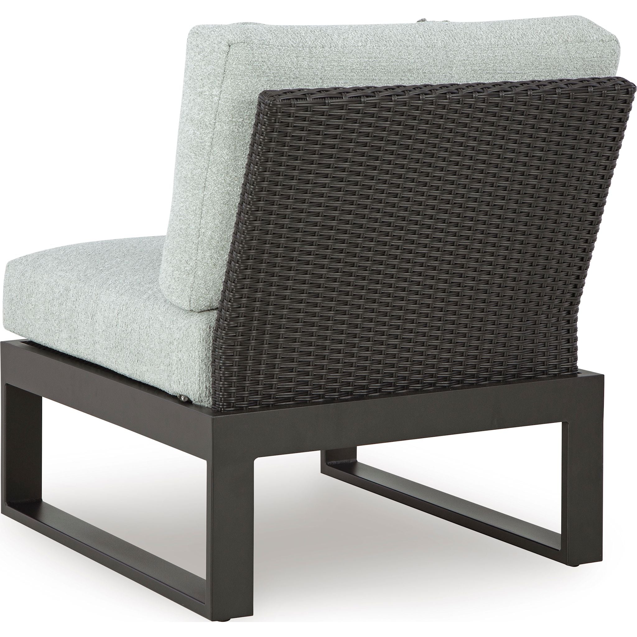 Beachloft Outdoor Modular Armless Chair with Cushion - Waterproof & UV Resistant Patio Furniture for Poolside, Garden, or Deck - Black/Gray - Perfect for Relaxing Outdoors