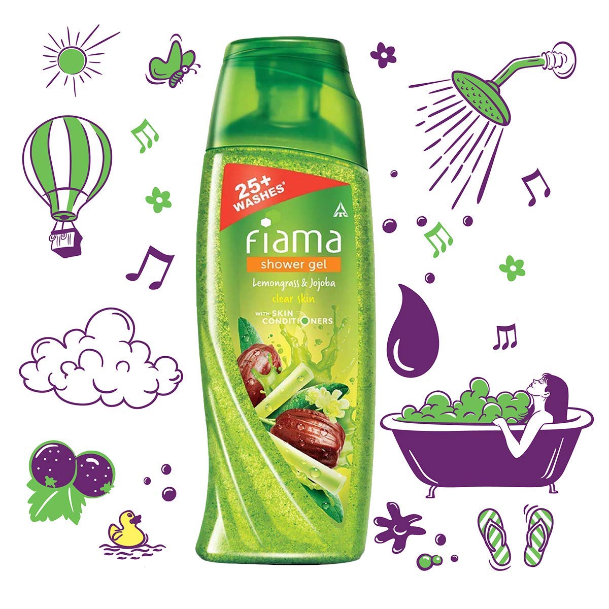 Fiama Lemongrass & Jojoba Body Wash with Skin Conditioners - 100ml Bottle for Smooth & Hydrated Skin | Refreshing Shower Gel for Daily Use & Spa-Like Experience at Home