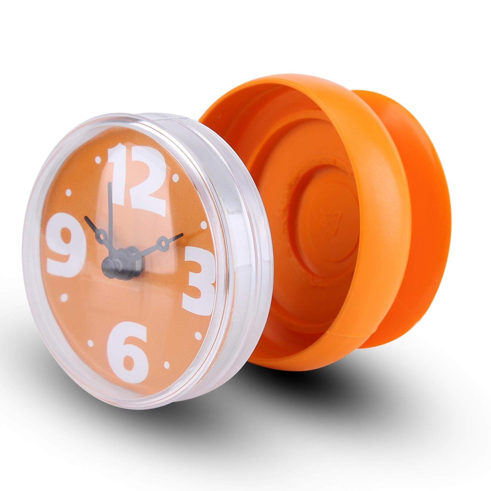 GLOGLOW Waterproof Shower Clock with Suction Cup - Digital Bathroom Clock for Wall, Window & Mirror - Orange - Perfect for Bathroom, Shower, Spa & Gym Use