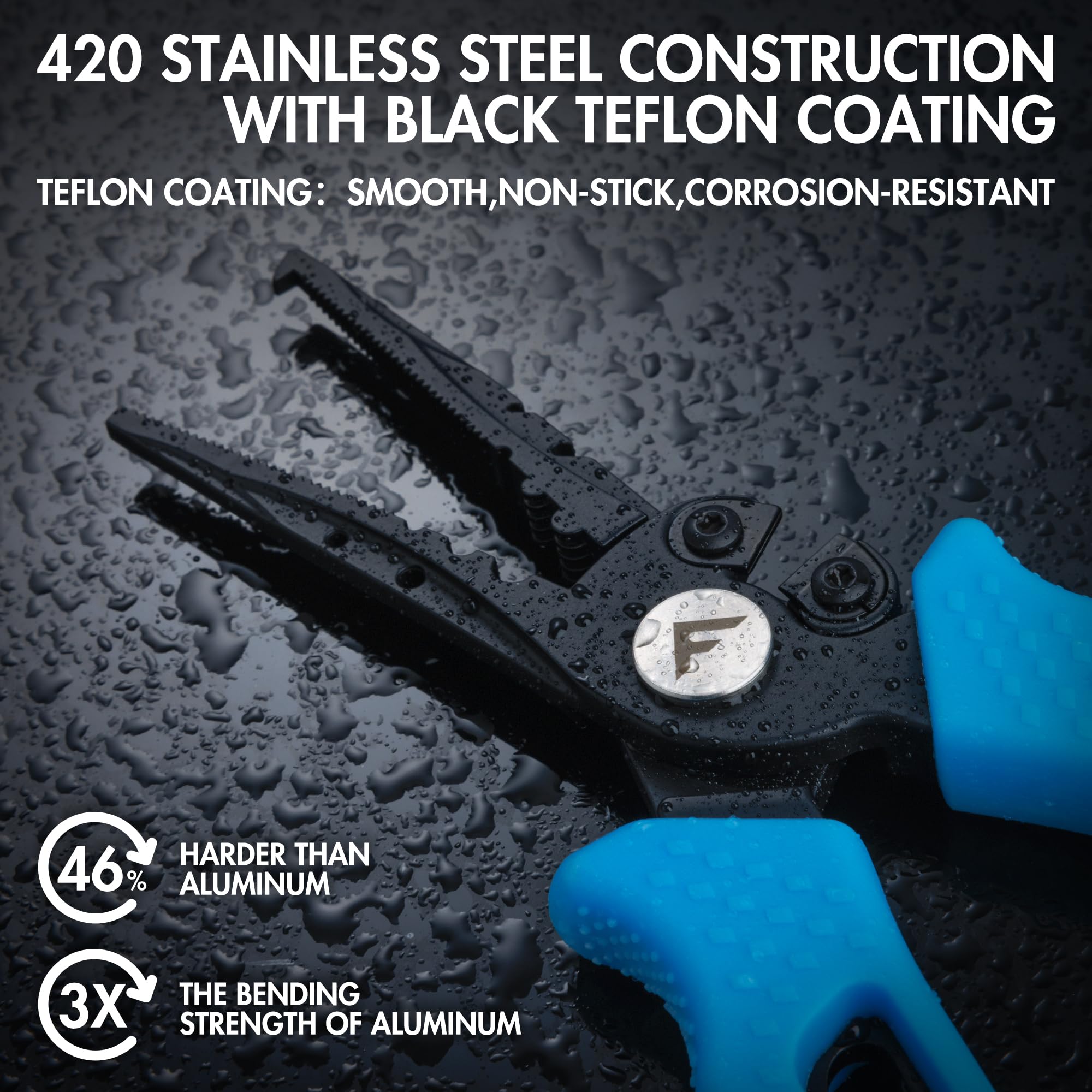 FLISSA 7.5 Inch Stainless Steel Fishing Pliers - 420 Corrosion Resistant Hook Remover & Split Ring Tool with Braid Cutters, Sheath & Lanyard - Perfect for Saltwater Fishing, Bass Angling & Tackle Maintenance