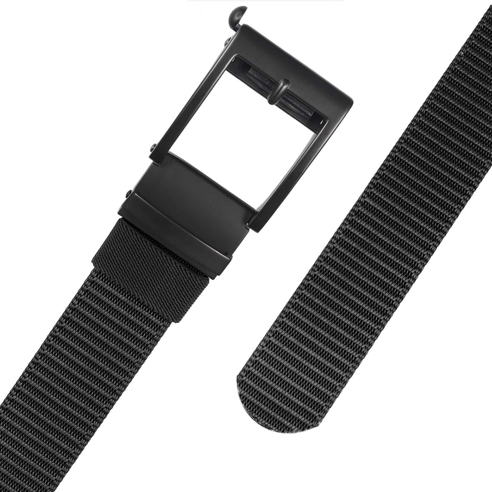 Moonsix Men's No Hole Adjustable Military Nylon Ratchet Belt with Automatic Slide Buckle - Perfect for Work, Outdoor & Casual Wear