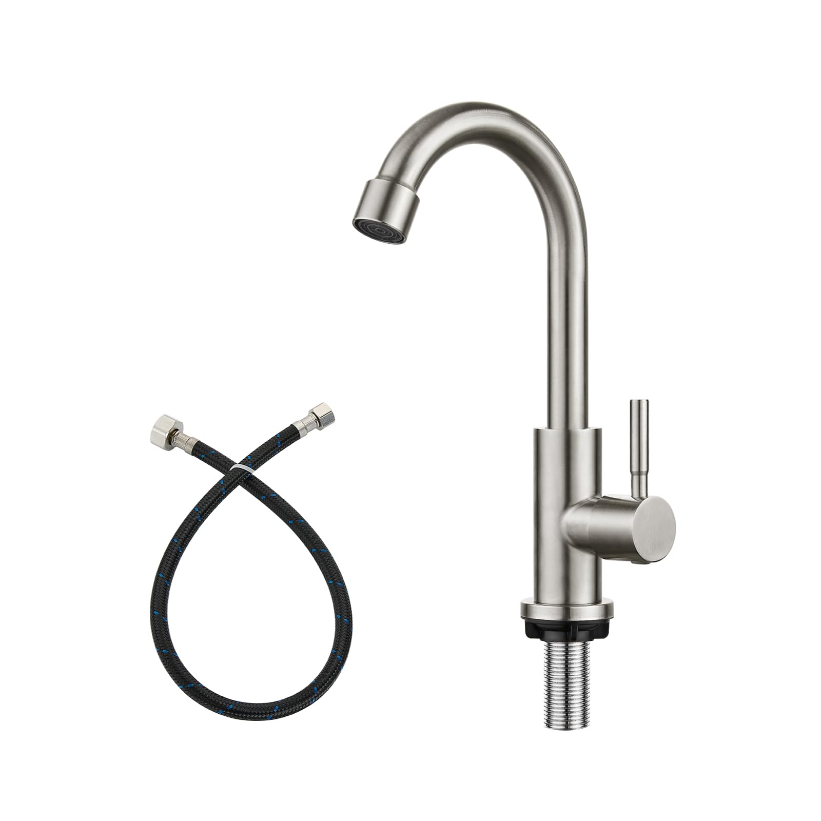 Stainless Steel Single Handle Kitchen Faucet - Brushed Nickel for Sink & Bar Use