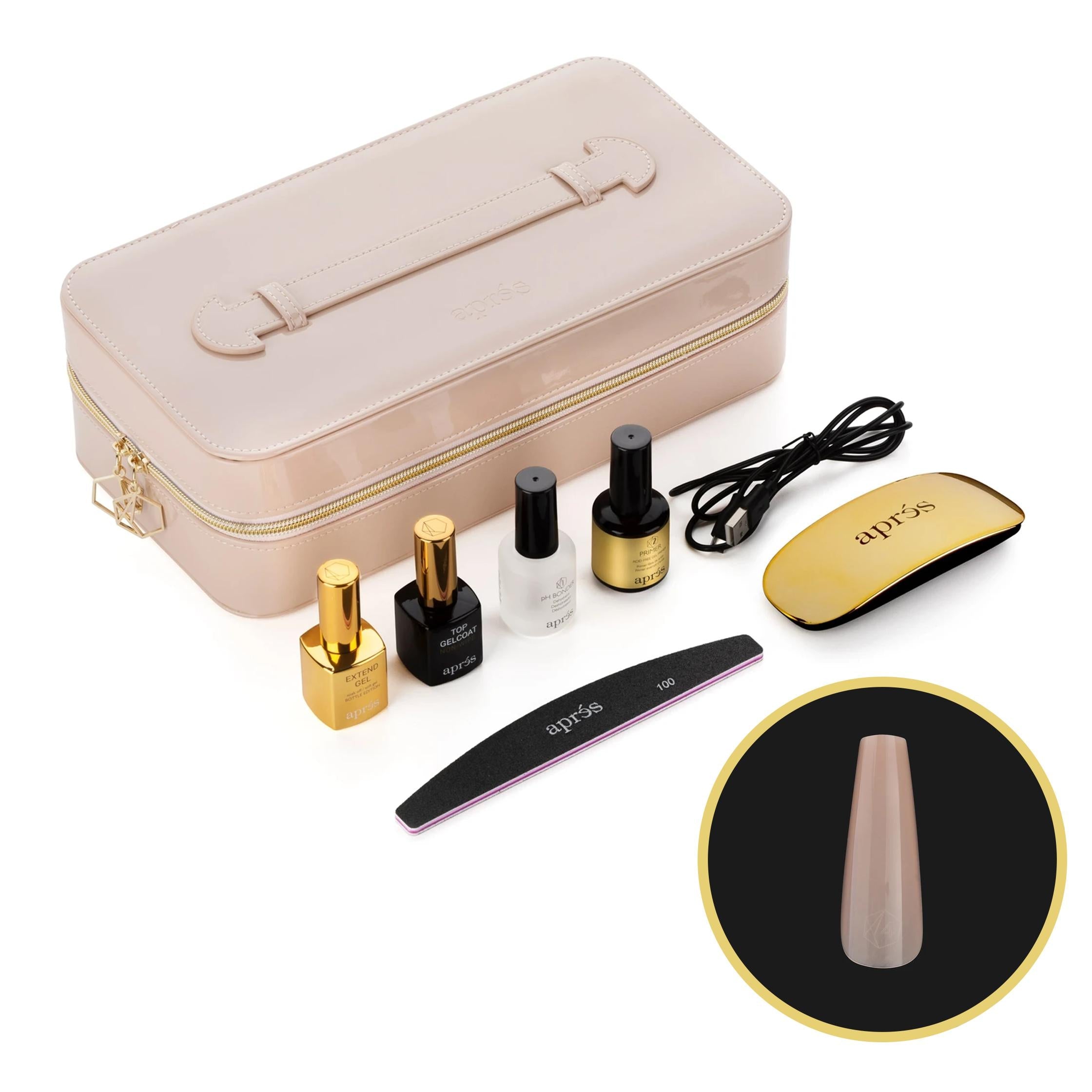 Apres Artme By Yoko X Apres Gel X Kit - Long Sculpted Coffin Nail Tips with Base Color | Professional DIY Nail Extension Kit for Salon & Home Manicure
