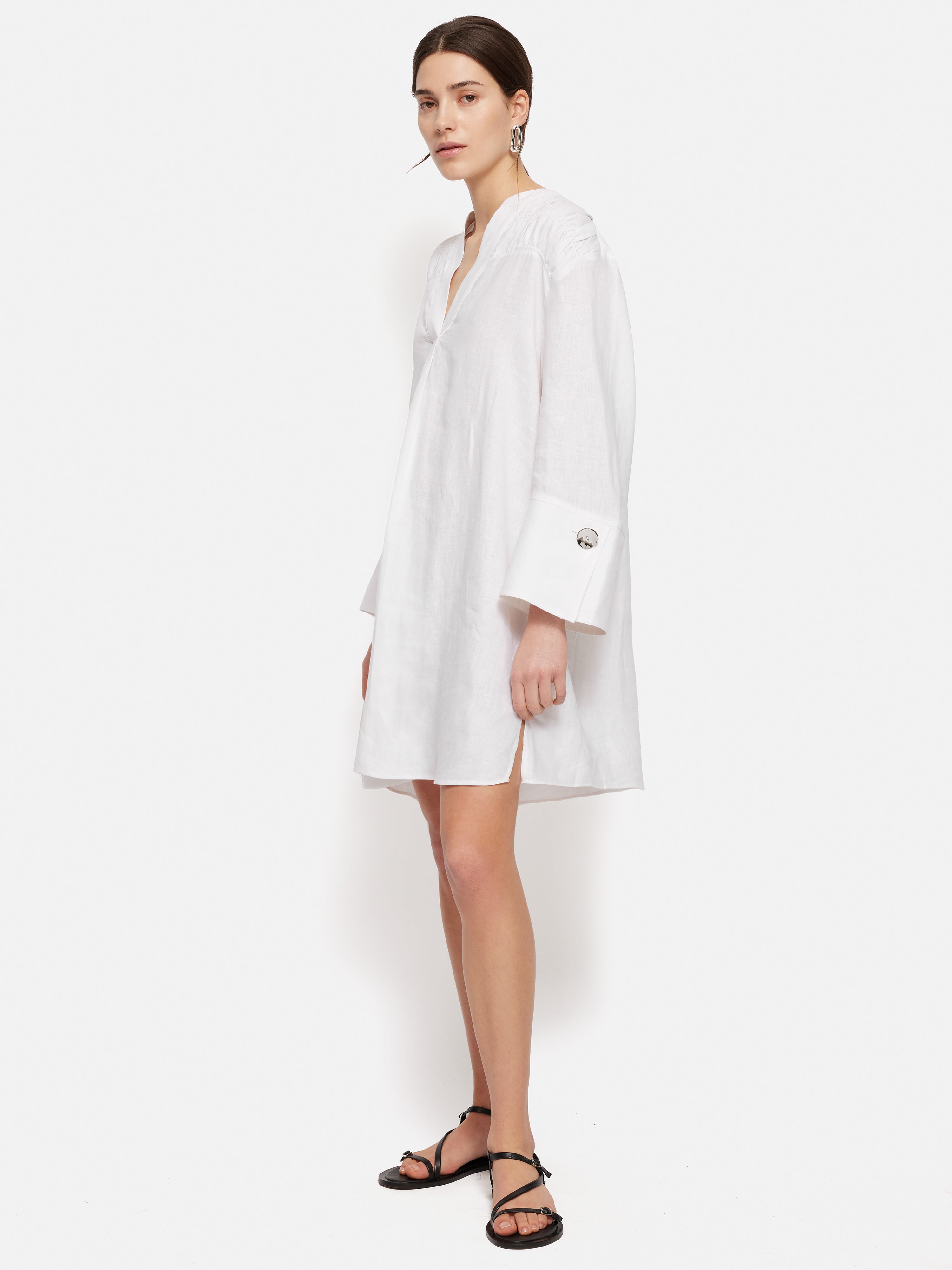 Premium White Linen Kaftan Dress for Women - Summer Beach Cover Up, Boho Maxi Dress for Vacation, Poolside Lounging & Resort Wear