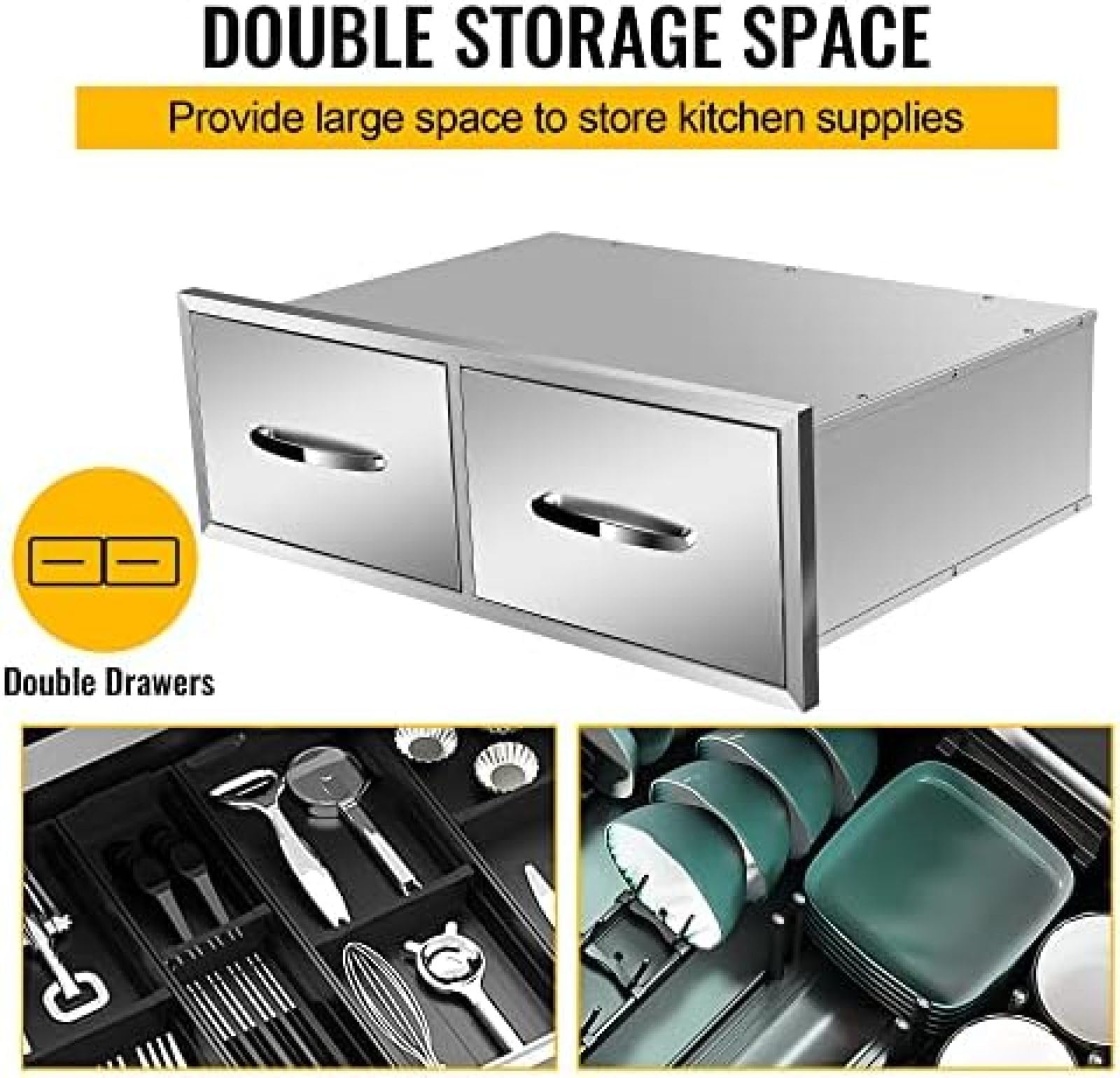Stainless Steel BBQ Drawer for Outdoor Kitchen - 30Wx20Dx10H, Perfect for Grilling Station & BBQ Island