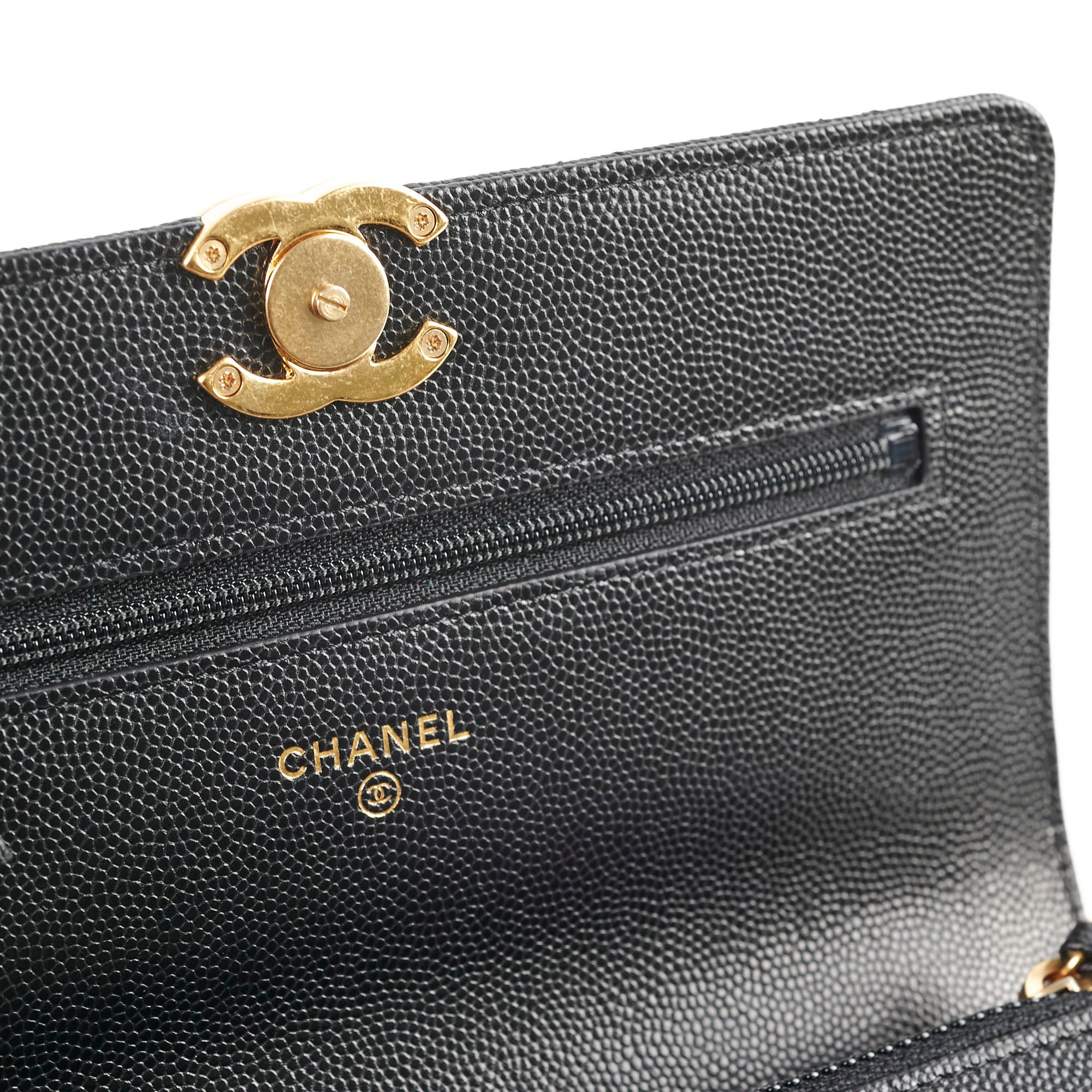 Chanel Black Caviar Leather Top Handle Wallet On Chain WOC with Gold Hardware & Microchip - Perfect for Evening Events, Parties & Luxury Fashion Accessories