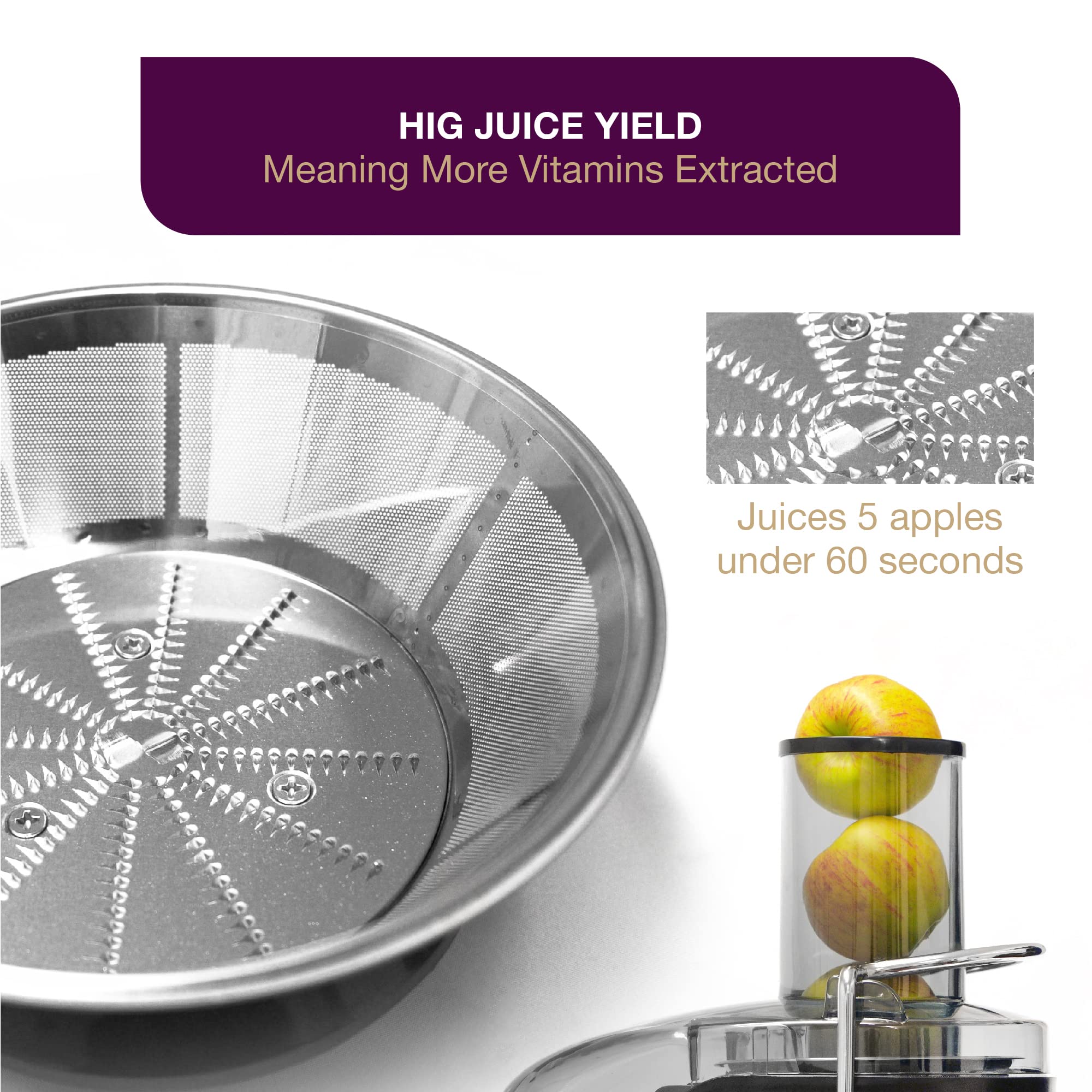 Andrew James 800W High-Speed Centrifugal Juicer - 2-Speed Electric Whole Fruit Juicer with Large Feed Chute - Easy Clean Juice & Pulp Collectors - Safety Lock for Healthy Homemade Juices - Perfect for Breakfast, Detox & Family Nutrition