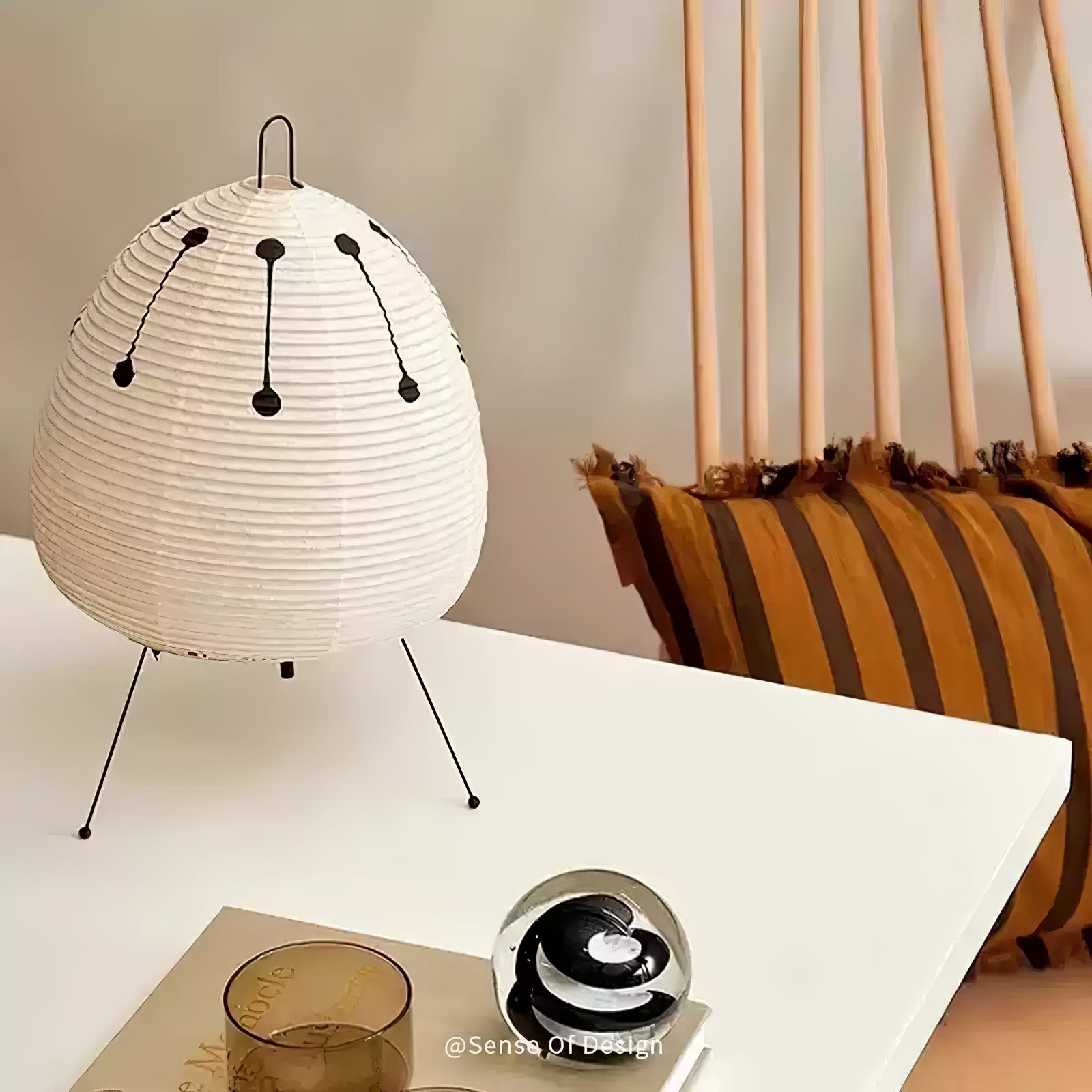 Japanese Akari Paper Table Lamp - Handmade Shoji Style Lighting for Bedroom, Living Room & Office - Warm Ambient Light for Relaxation & Decor